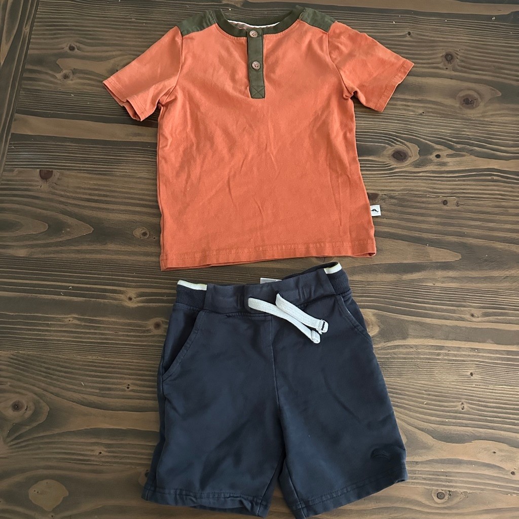 Tommy Bahama Boys 2T Matching Set Orange Polo Shirt Navy Shorts