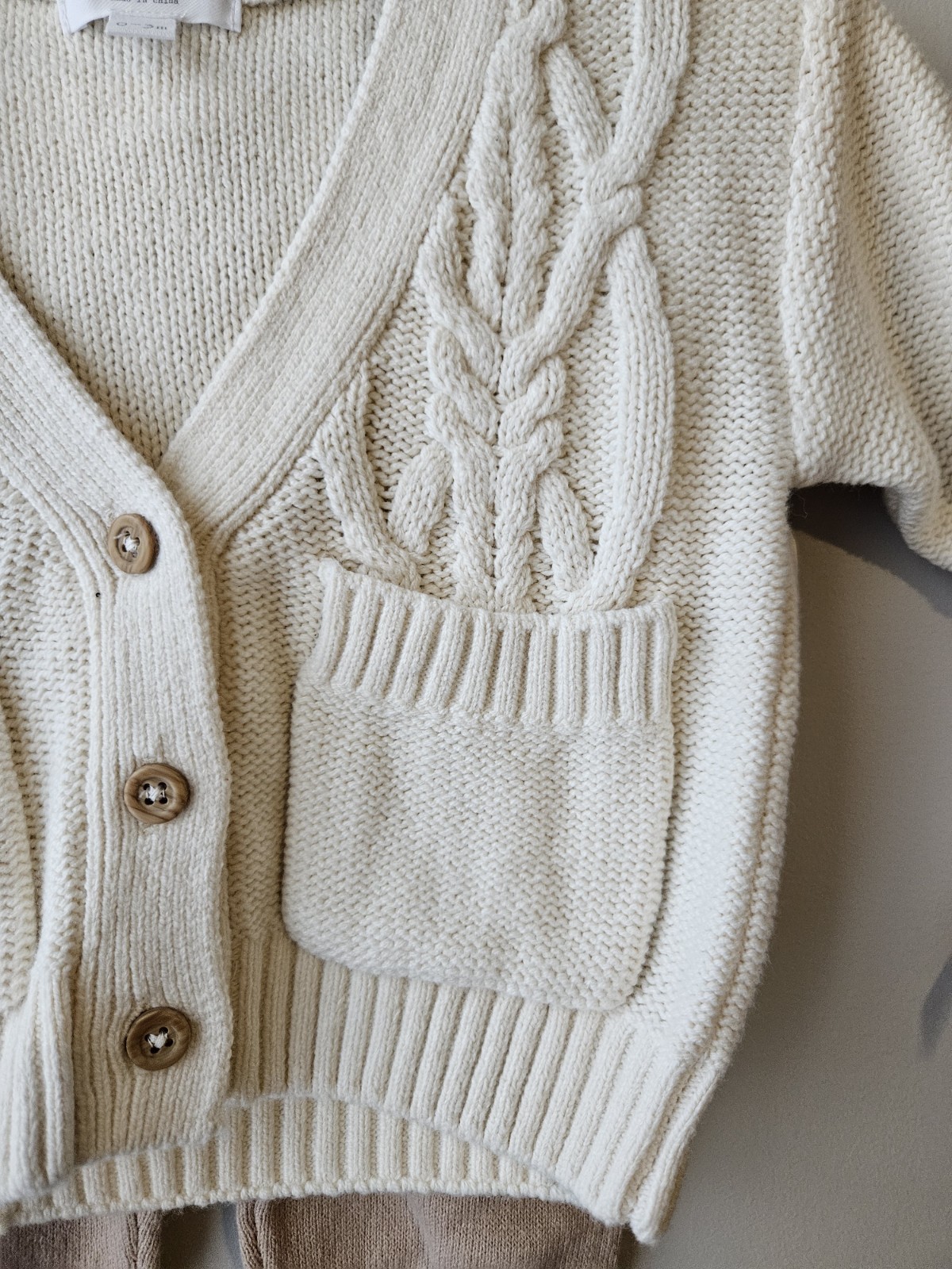 Grayson Mini Baby Knit Cardigan & Pants Set 0-3M Cream Beige Unisex Cotton Blend
