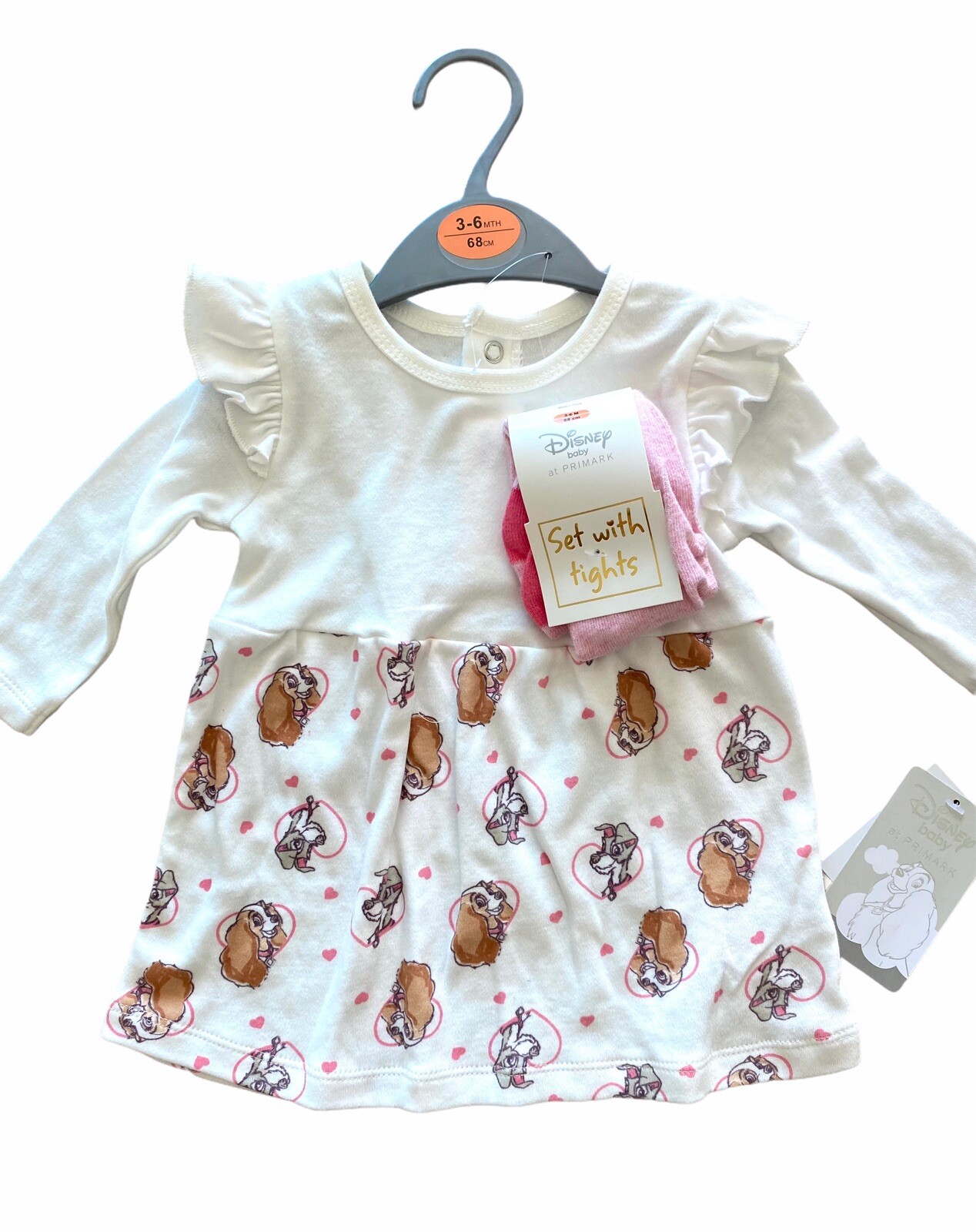 Disney Primark Baby 2 Pc Lady & the Tramp Dress with Tights Size 3-6 Months