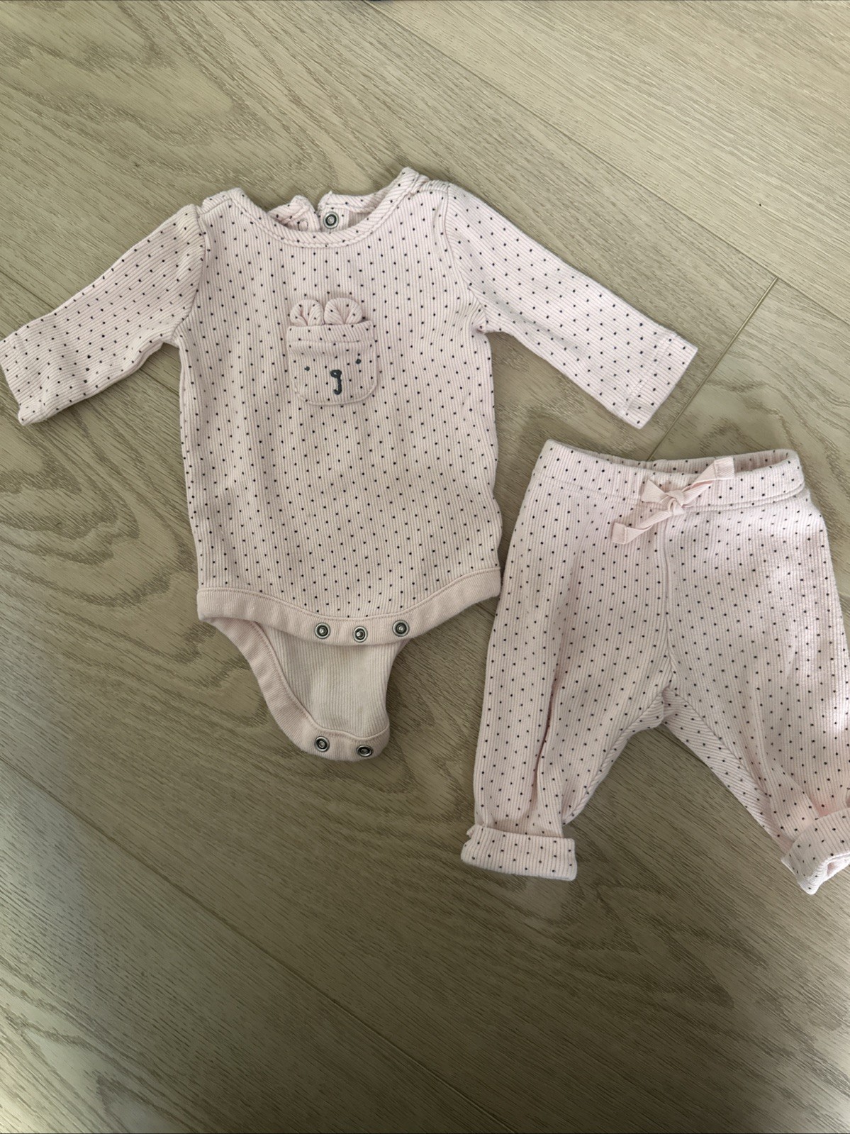Baby Gap Polka Dot Pink Outfit Newborn Baby Girl Preowned