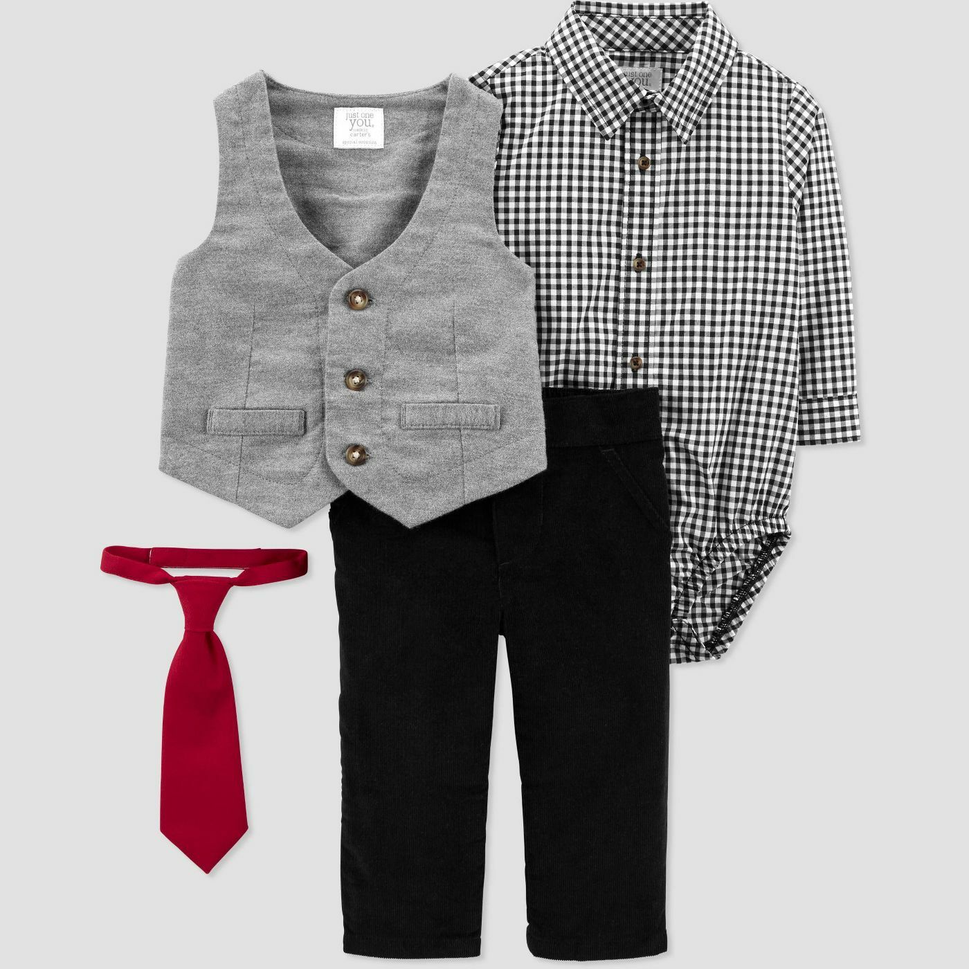 3M Baby Boys’ Plaid Top Vest & Bottom Set with Tie – Just One You® Xmas Wedding