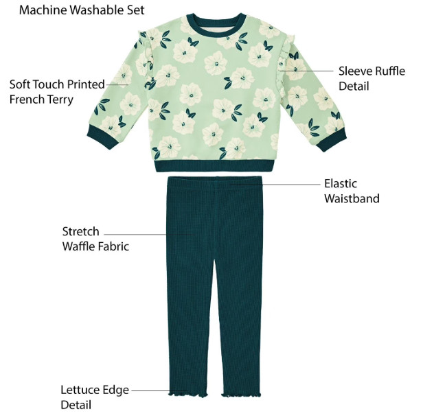 Member’s Mark Girl’s 2-Piece Long-Sleeve Shirt Jogger Playwear Set -Size 2T