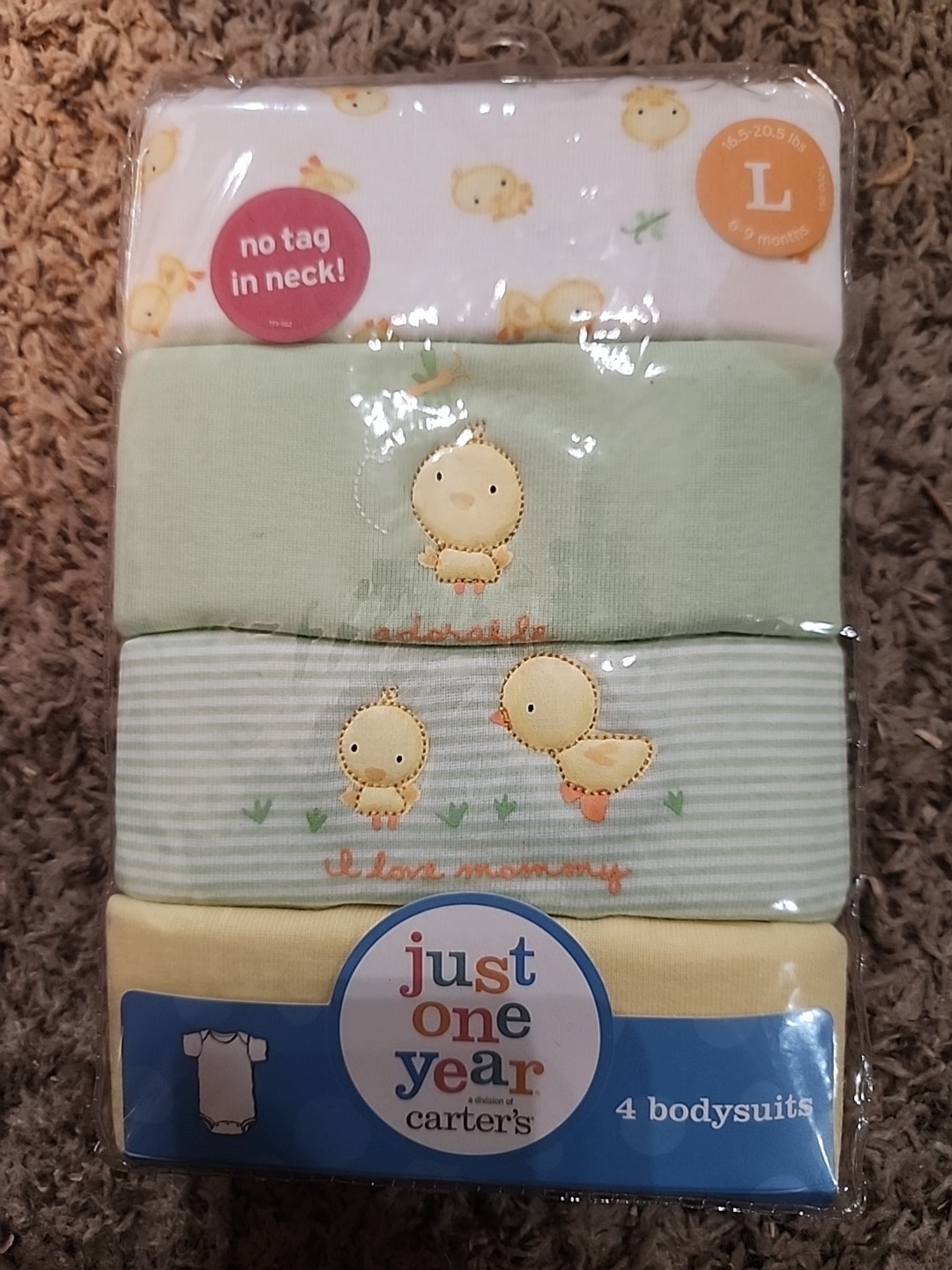 Carter’s 4 Bodysuits Large 6-9 Months 16.5- 20.5 lb NEW No Tag