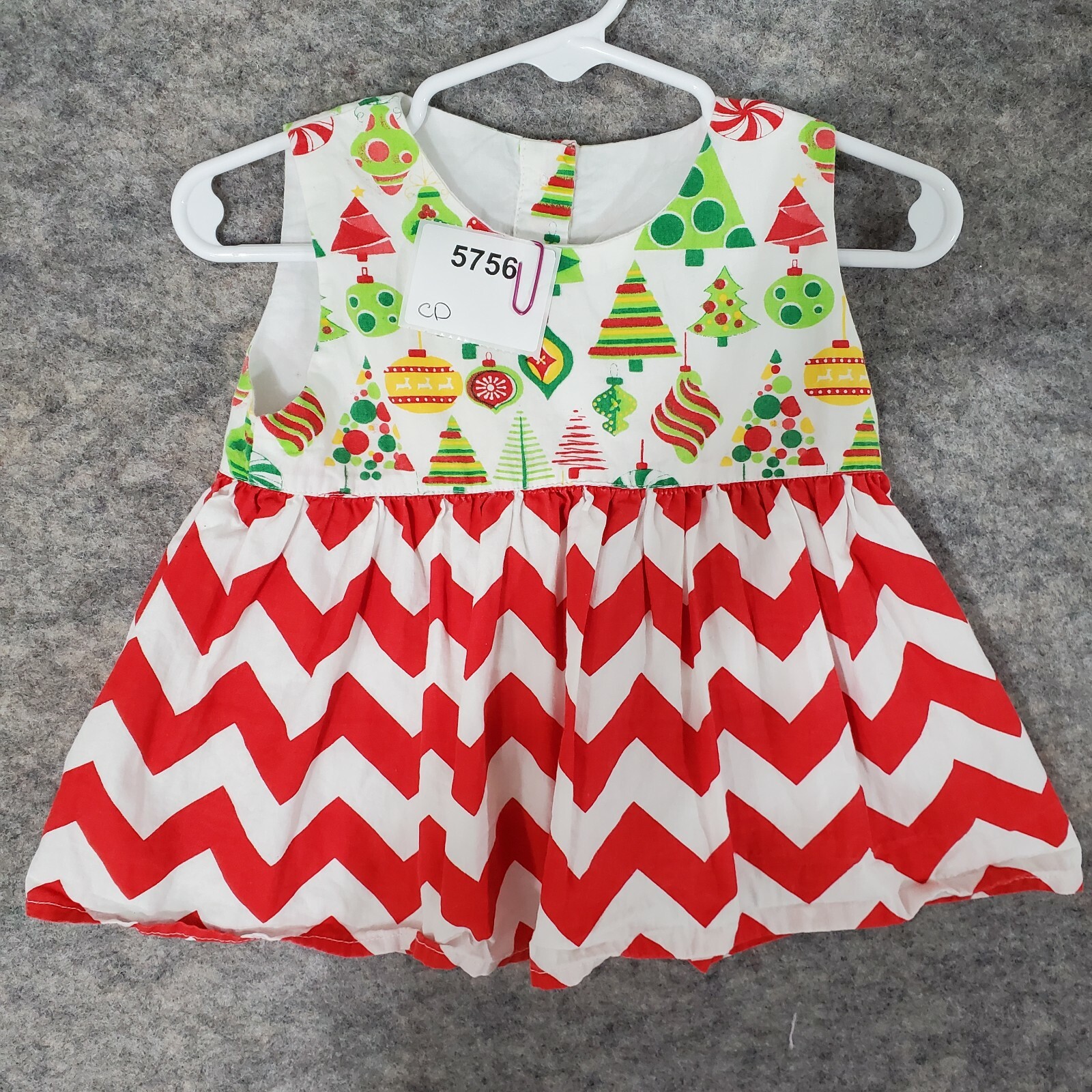 Helens Closet Christmas Outfit Girls 18 M Sleeveless Ruffle Hems Green Red White
