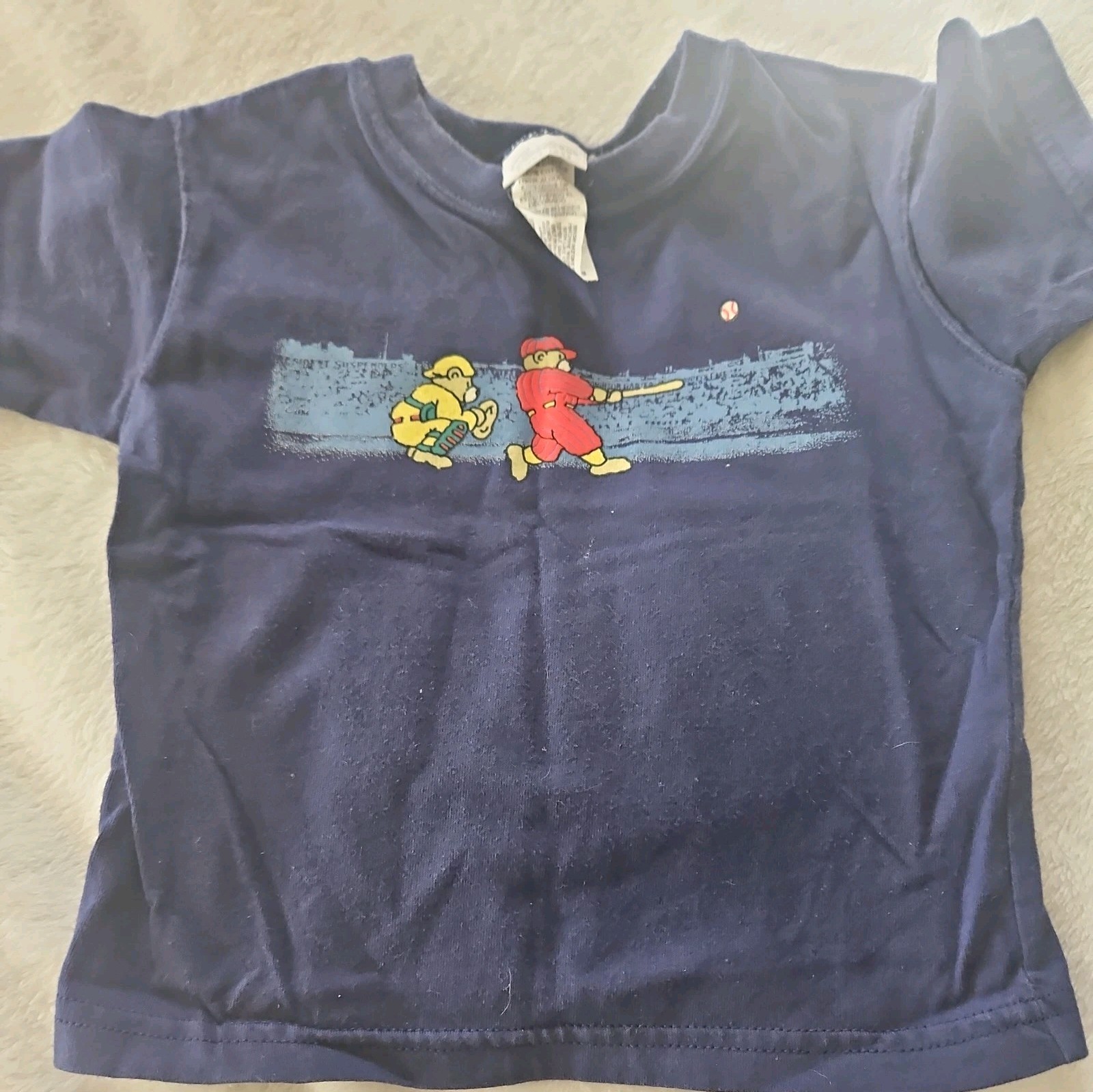 Vintage Paper Tag Carters Baseball Bear 12-18 Months Boys Shirt And Shorts Set