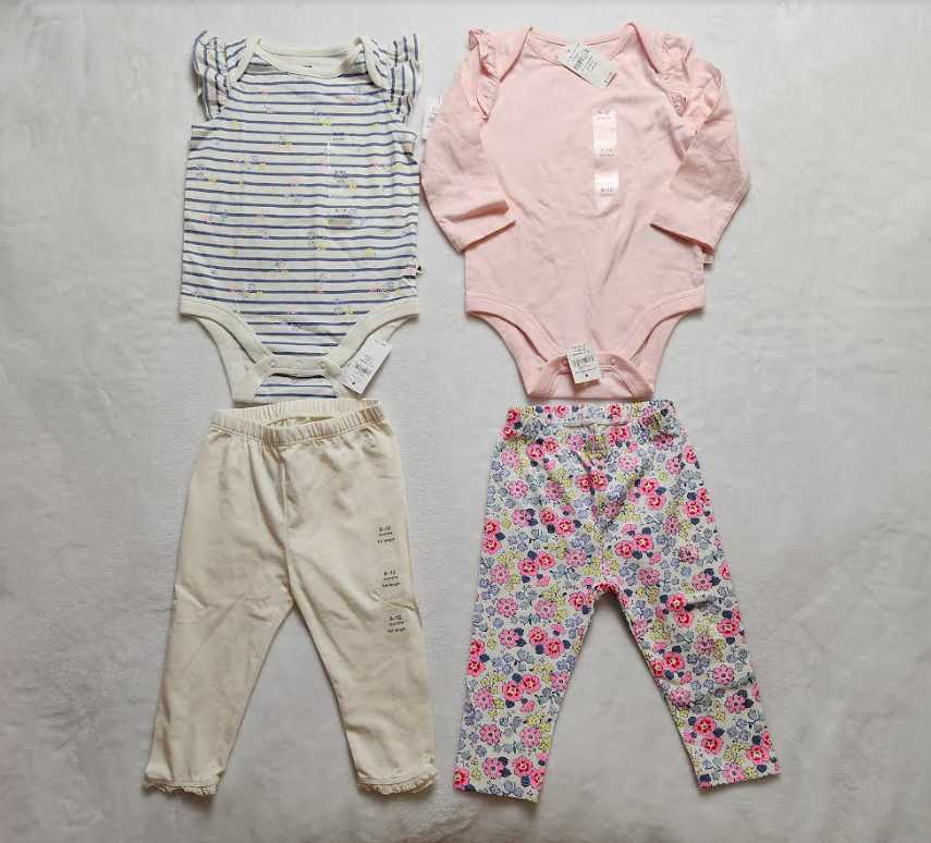 New baby girl 6-12 months Gap bundle – 2 bodysuits & 2 ruffle leggings pants