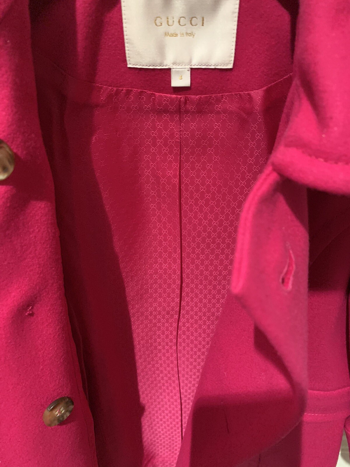 GUCCI Girls Pink Wool JACKET SZ 4YR PRE-OWNED!! W GG Inner Liner. Orig $720