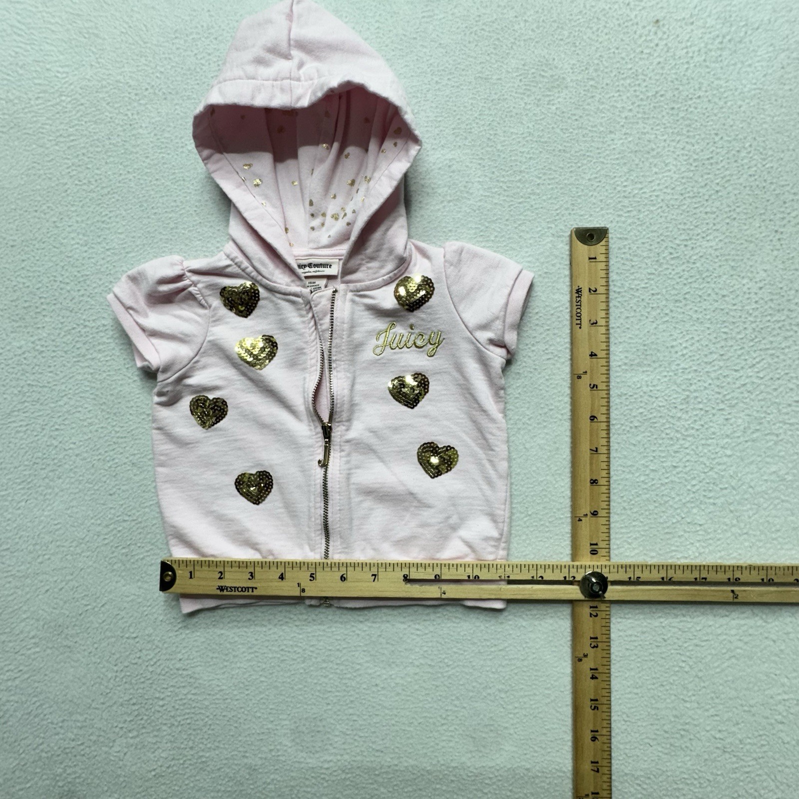 Juicy Couture Girls 18 month pink hoodie sweatshirt sequin