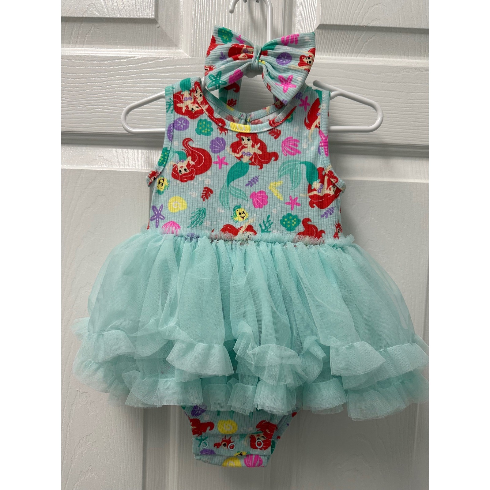 Disney Baby Little Mermaid Ariel Tutu Bodysuit and Headband Set 18M Aqua Green