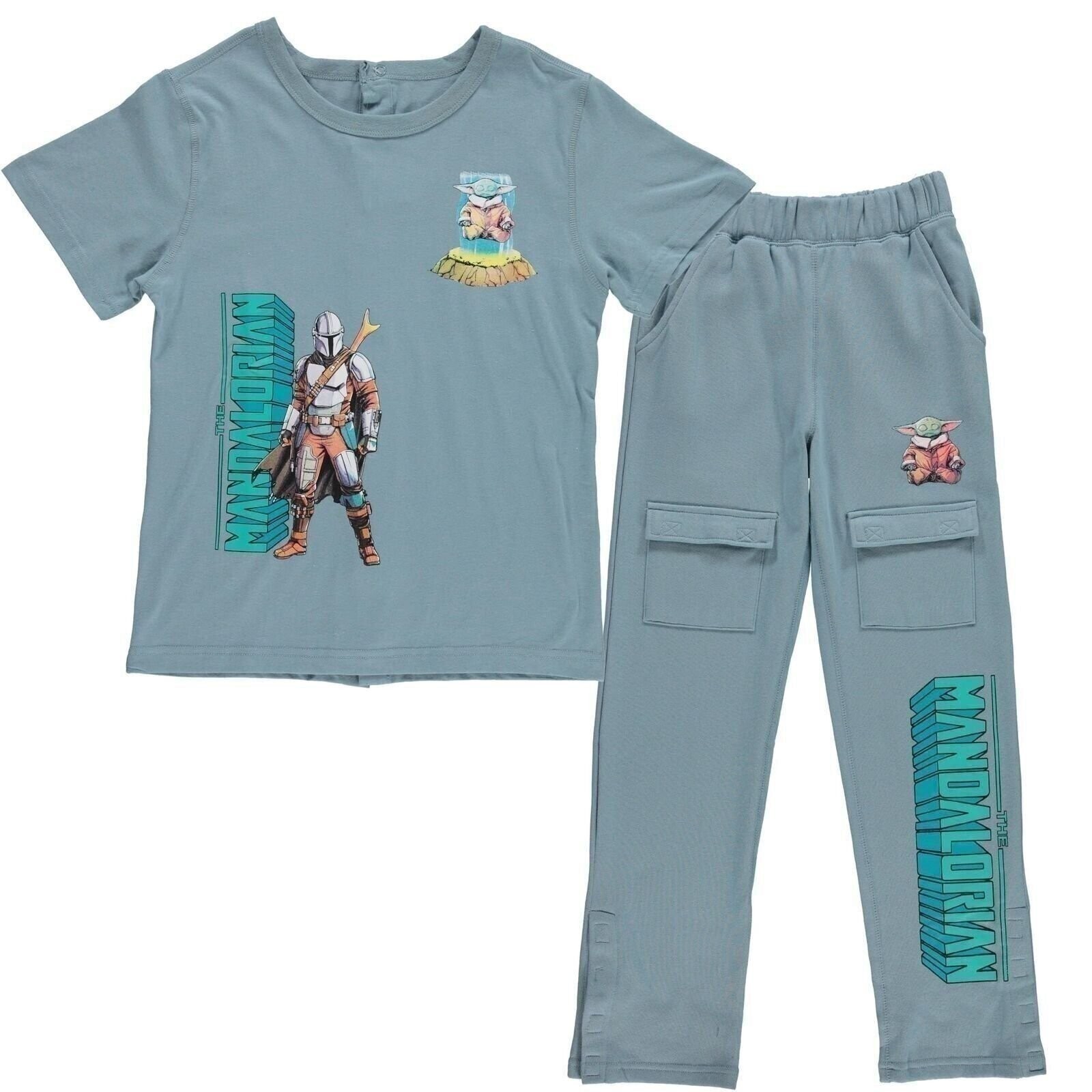 STAR WARS Boys Adaptive T-Shirt & Cargo Sweatpants Set, Mandalorian Clothing…