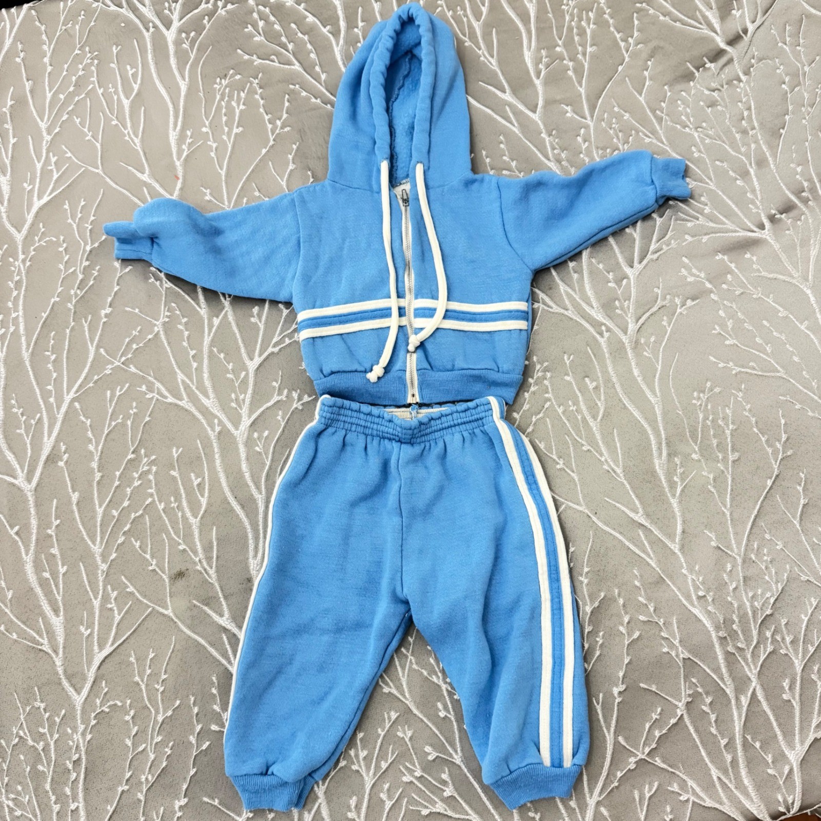 Vintage ShirTees Blue Acrilan Tracksuit Set 9 Mnths Made in USA Zip Hoodie Pants