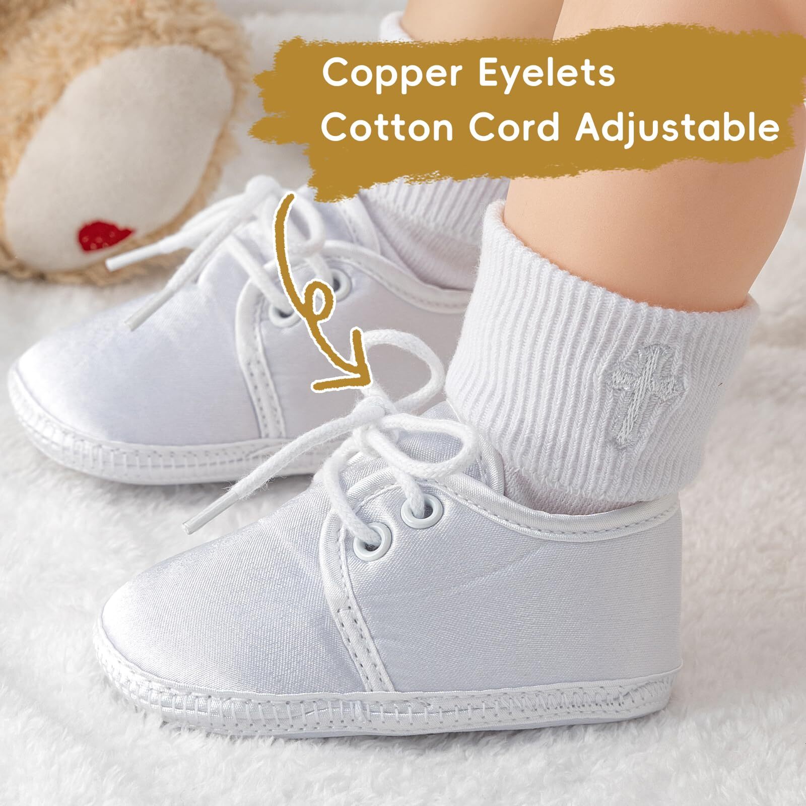 Baby Boy Baptism Shoes 6-9 Months Infant Newborn Walking White Booties Easter…