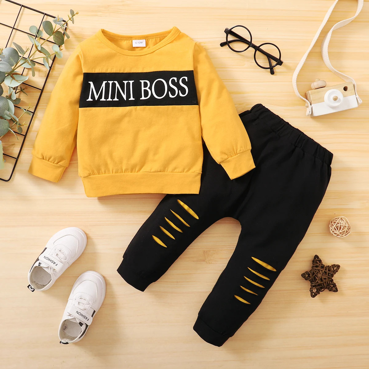 Baby Boy Clothes Toddler Boy Outfit Suit Letter Printing Long Sleeve Top Pants