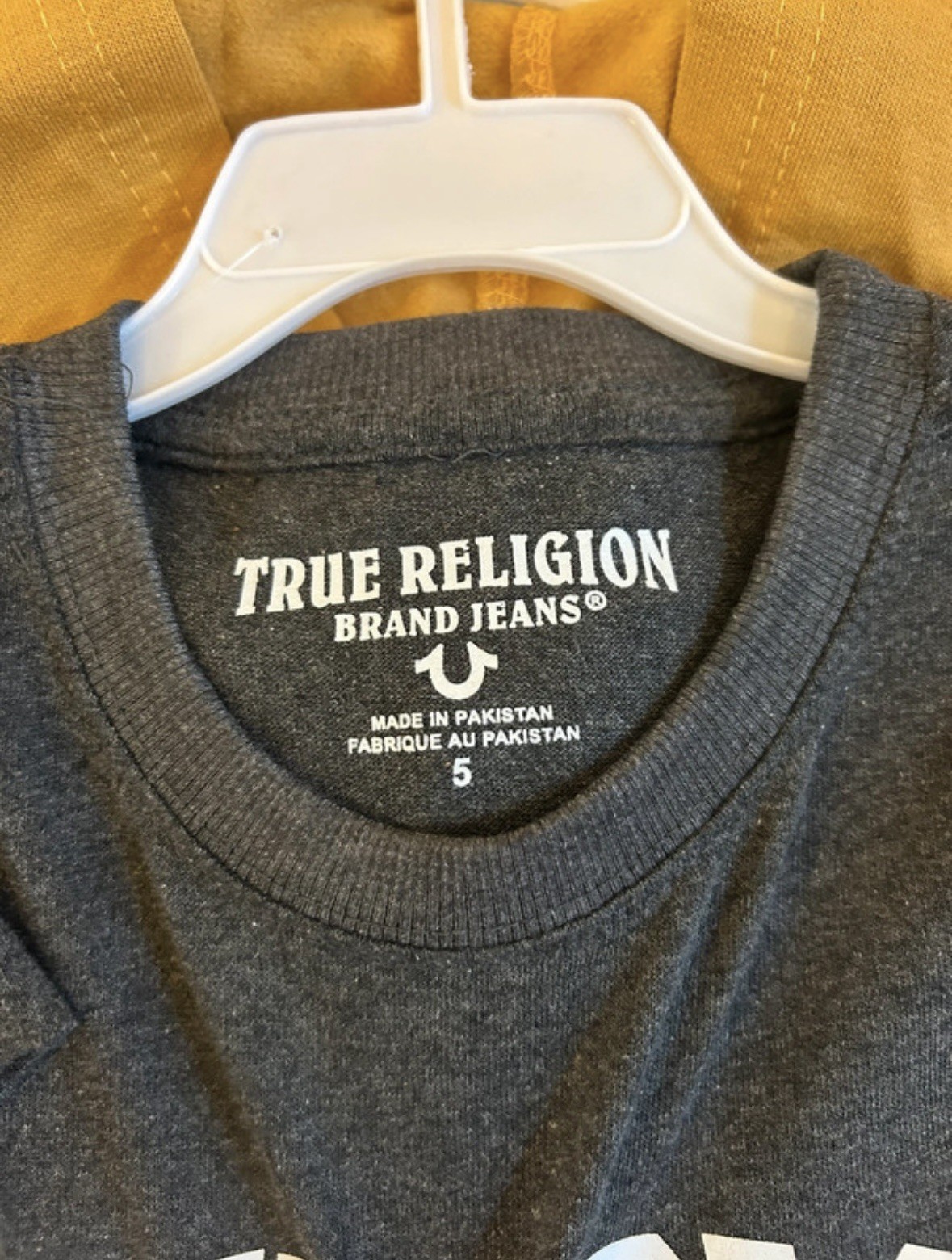 True Religion Boys Hoodie Hooded Top And T-shirt Set Age 5 BNWT grey mustard