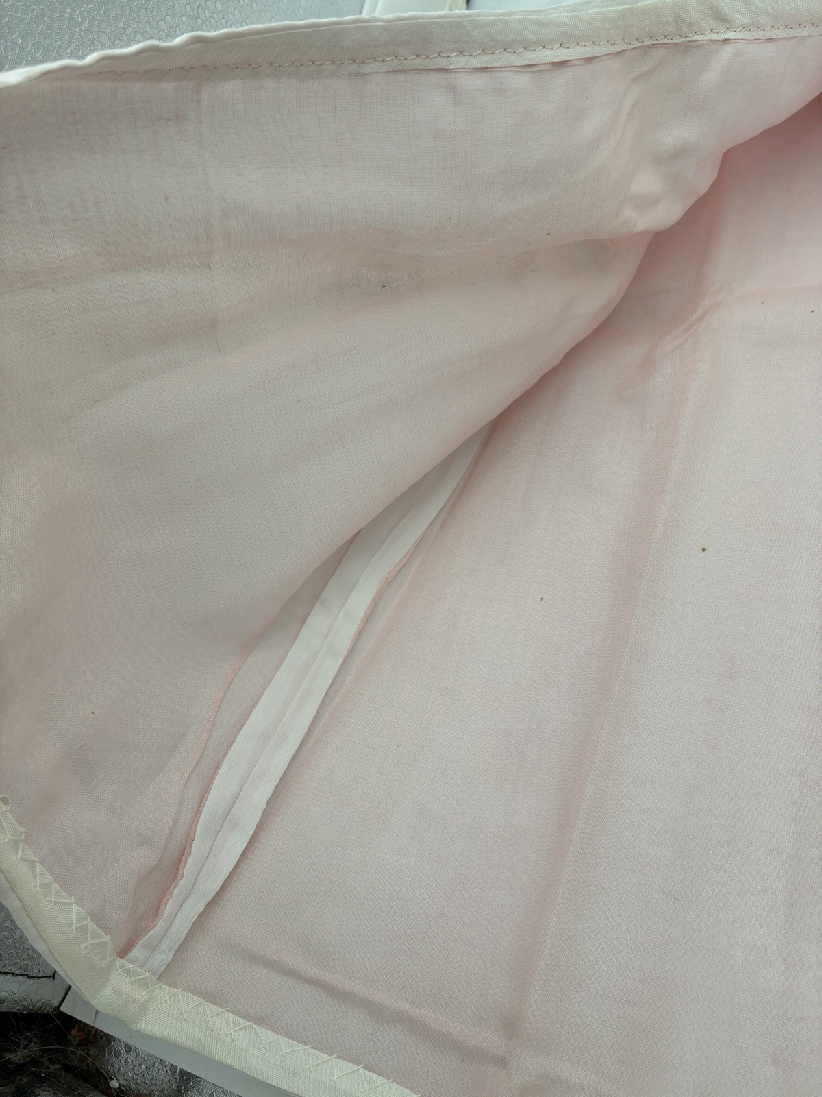 Vintage Baby Daygown & Quilted Bonnet Set Pink Ribbon Lace Eyelet Newborn 0-3M