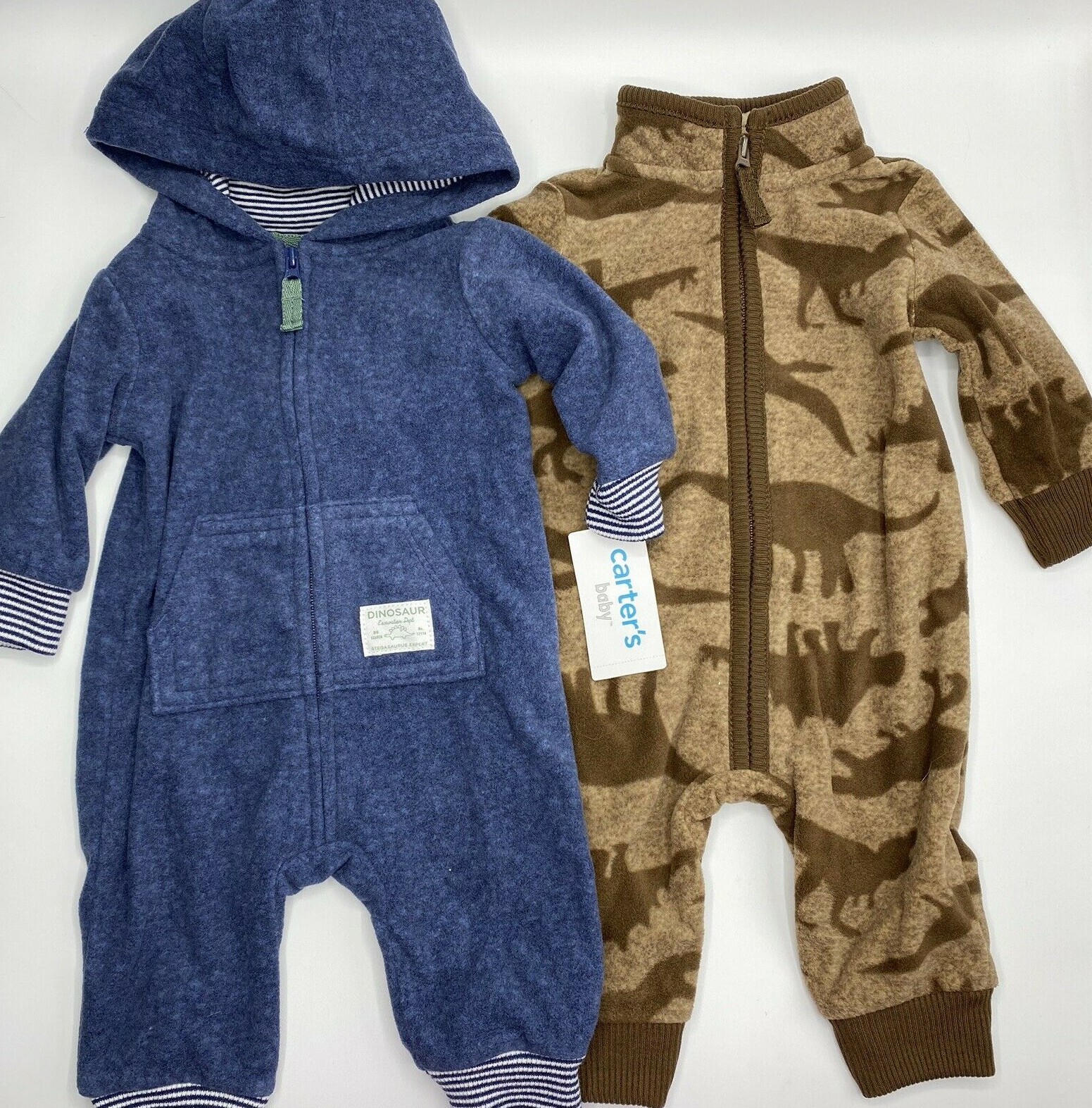 Boys Size 6M 2-Pack Carter’s 1-Piece Jumpers Outfits Long Sleeve Dinosaurs Blue