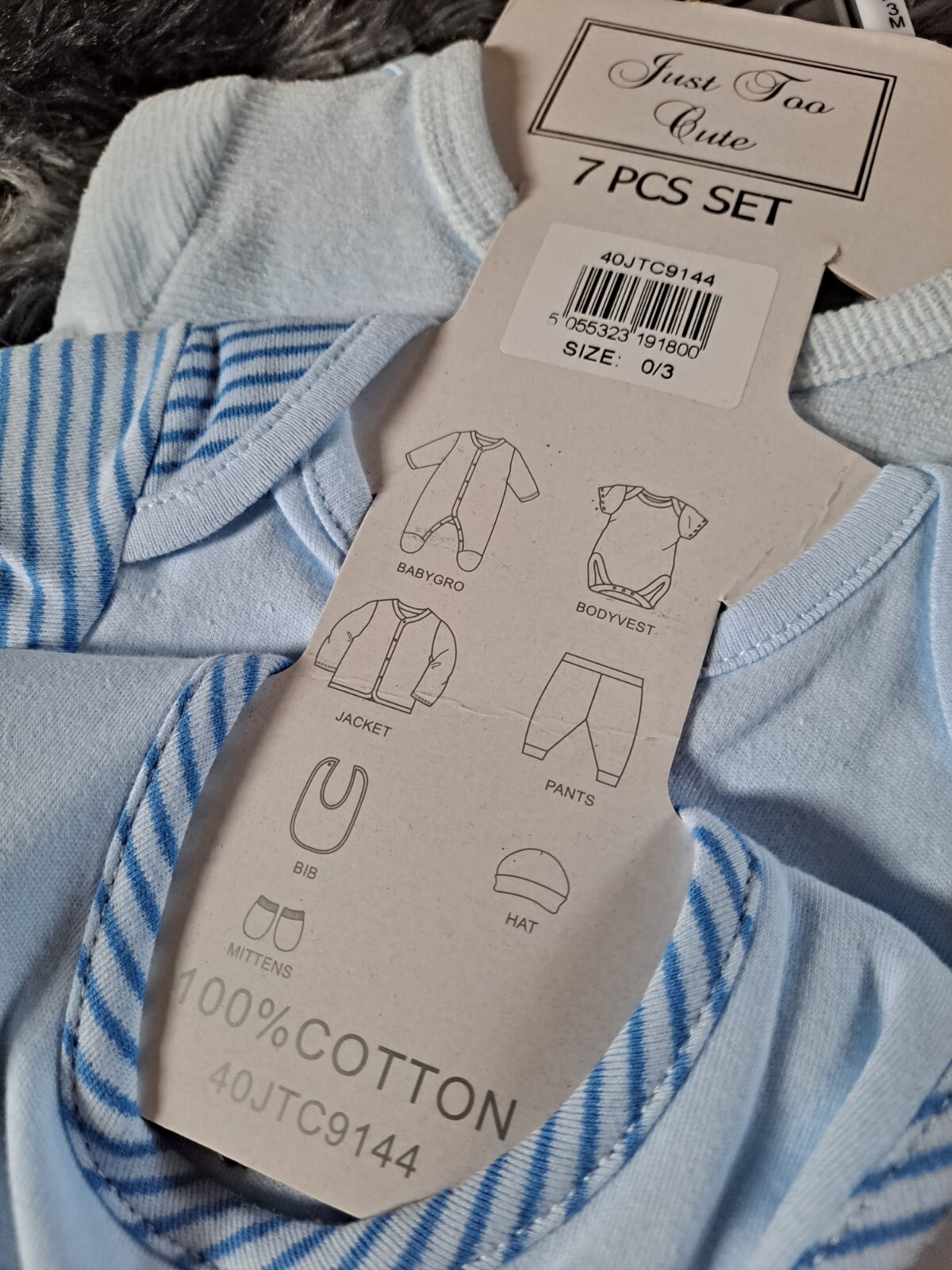 Just Too Cute 7 Piece Set Age 0-3 Months Little Prince Blue BNWT