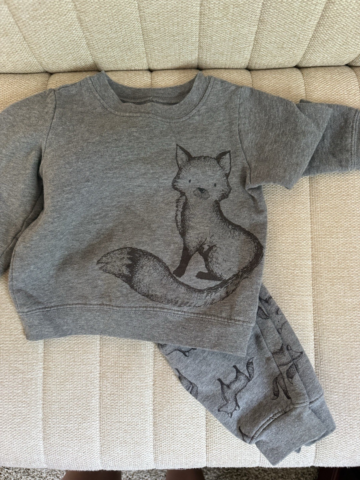 Carters 18 Month Boy Gray Fox 2 Piece Set