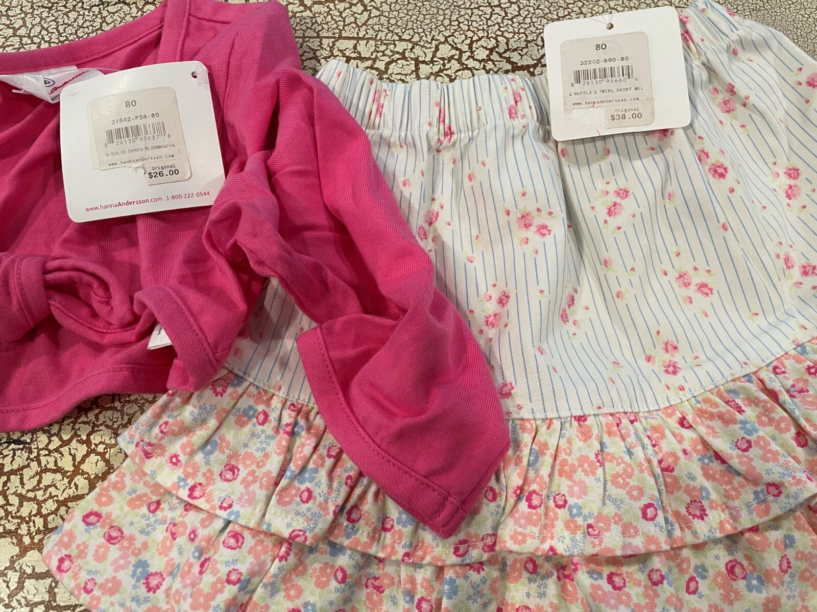 Hanna Andersson Sz 80 Girls Floral Twirl Skirt Berry Shrug Top Cotton NWT $64