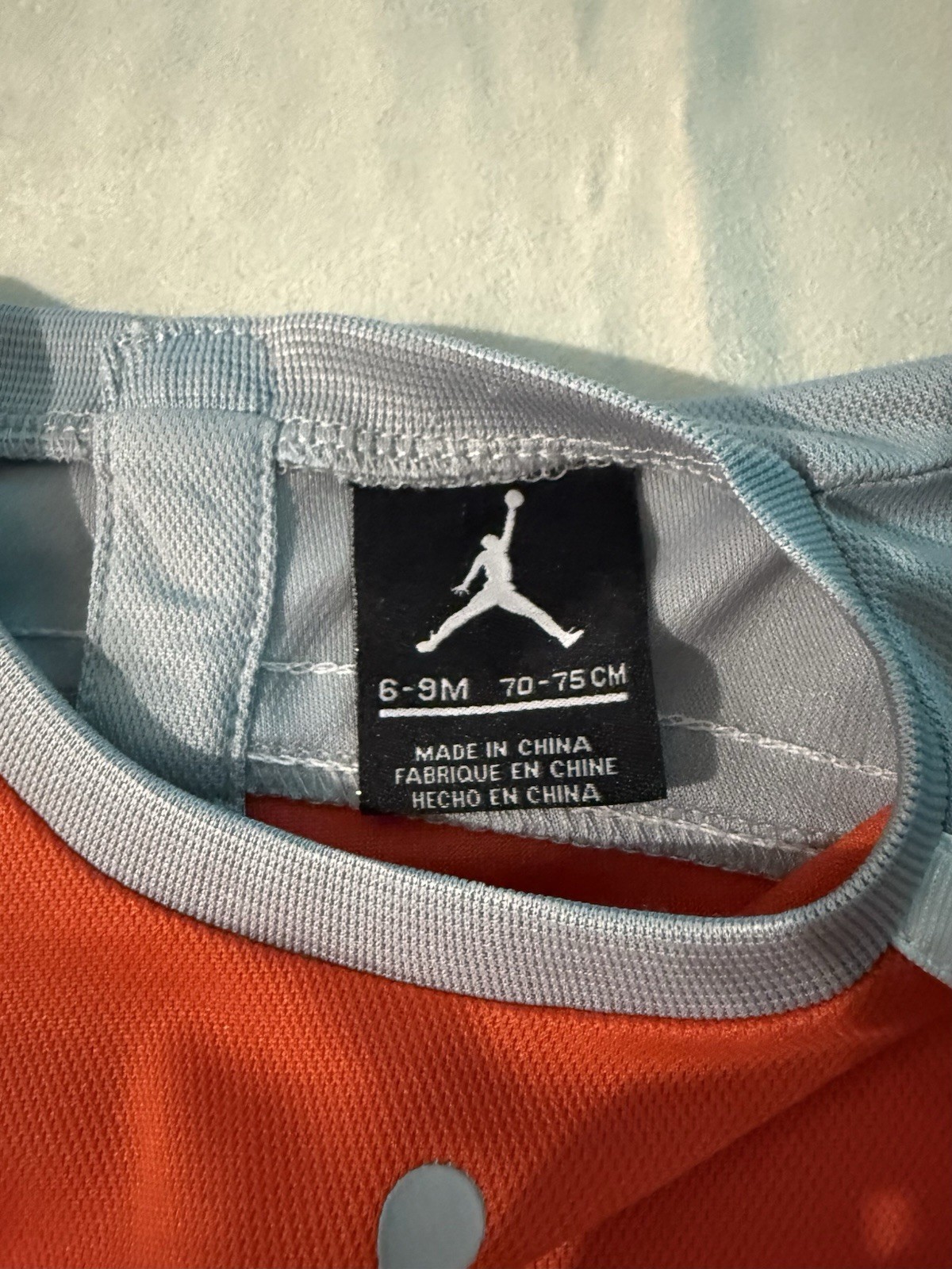 Jordan Baby 9M Jersey Shorts & Shirt Set Orange Gray NWT
