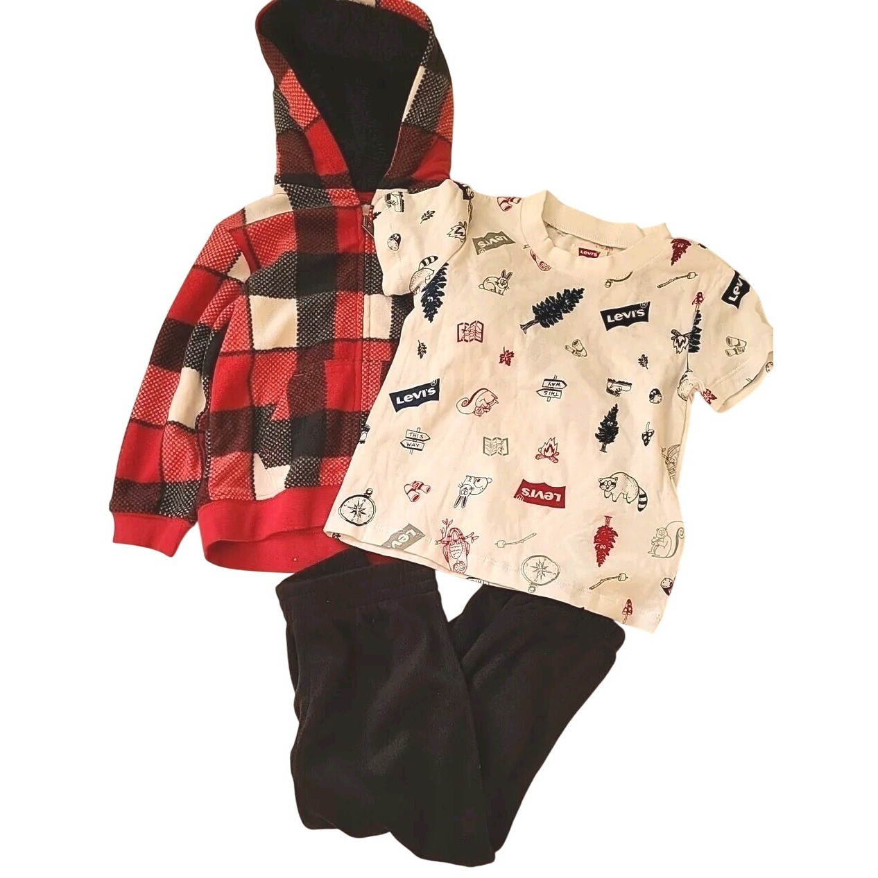 NWT Levi’s Baby 24 months 3 Piece Outfit Set Plaid Hoodie Top Pants