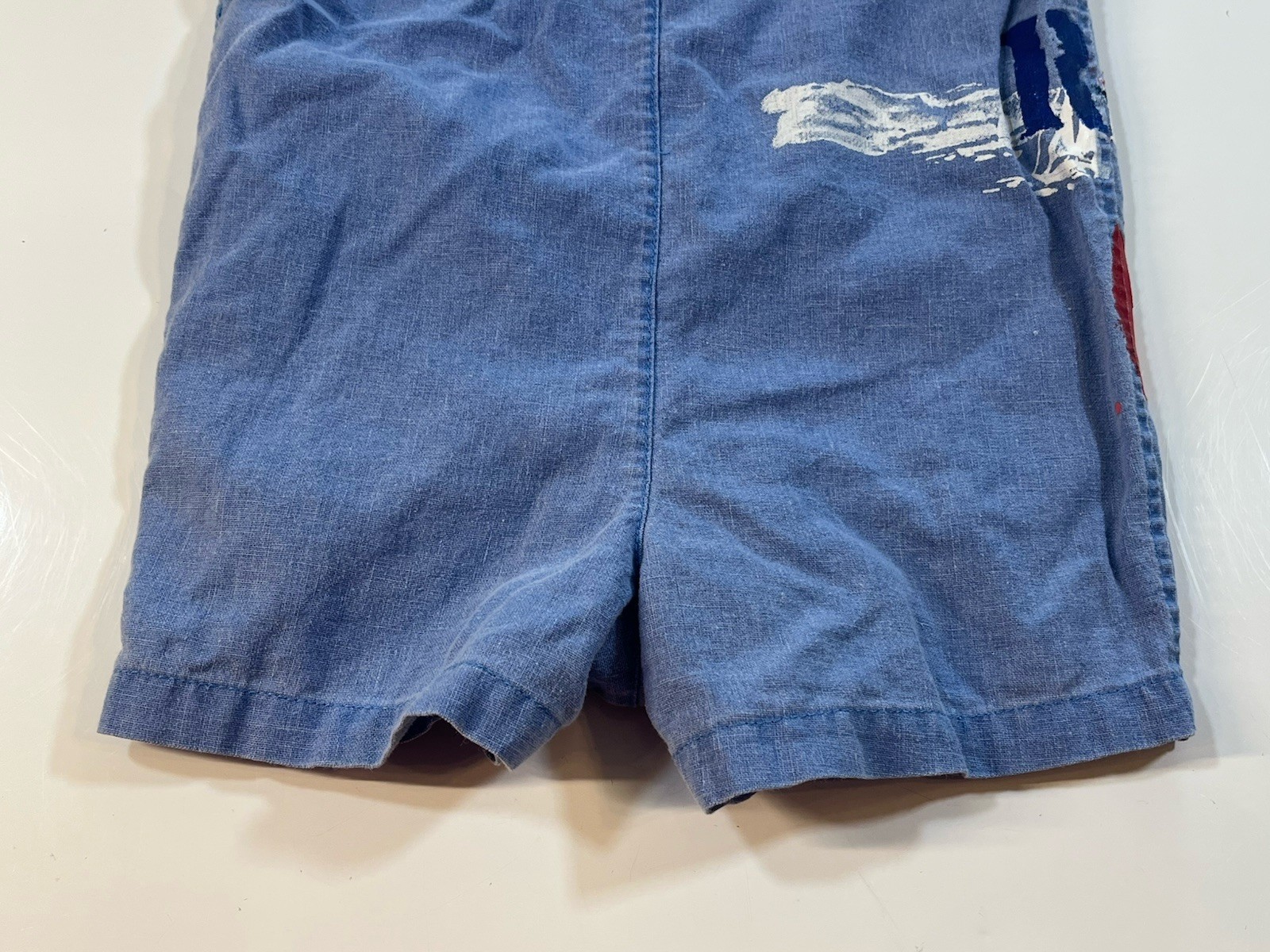 Baby Boys Ralph Lauren Blue Chambray Sailboat Nautical Linen Short Romper 9M