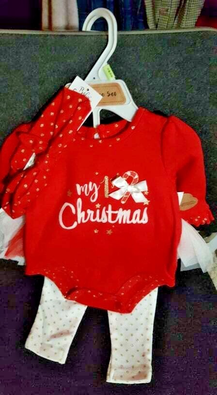 Baby Essentials/Little Lass Baby Christmas Outfits Sets 3m 3-6m, 6m 9m, 12m, 24m