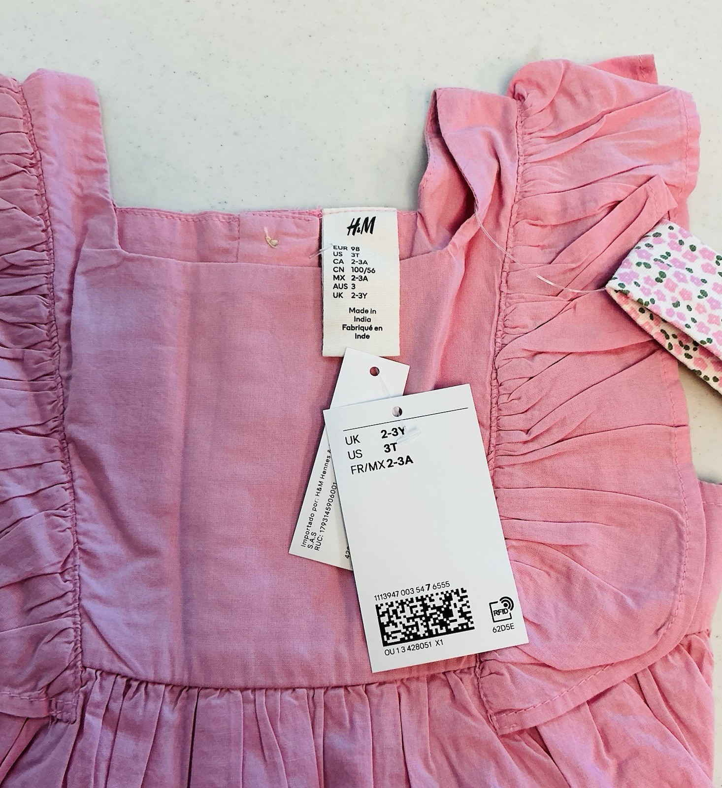 H & M Little Girls 3-Piece Set Floral Set With Pants, Top, And Headband Size 3T