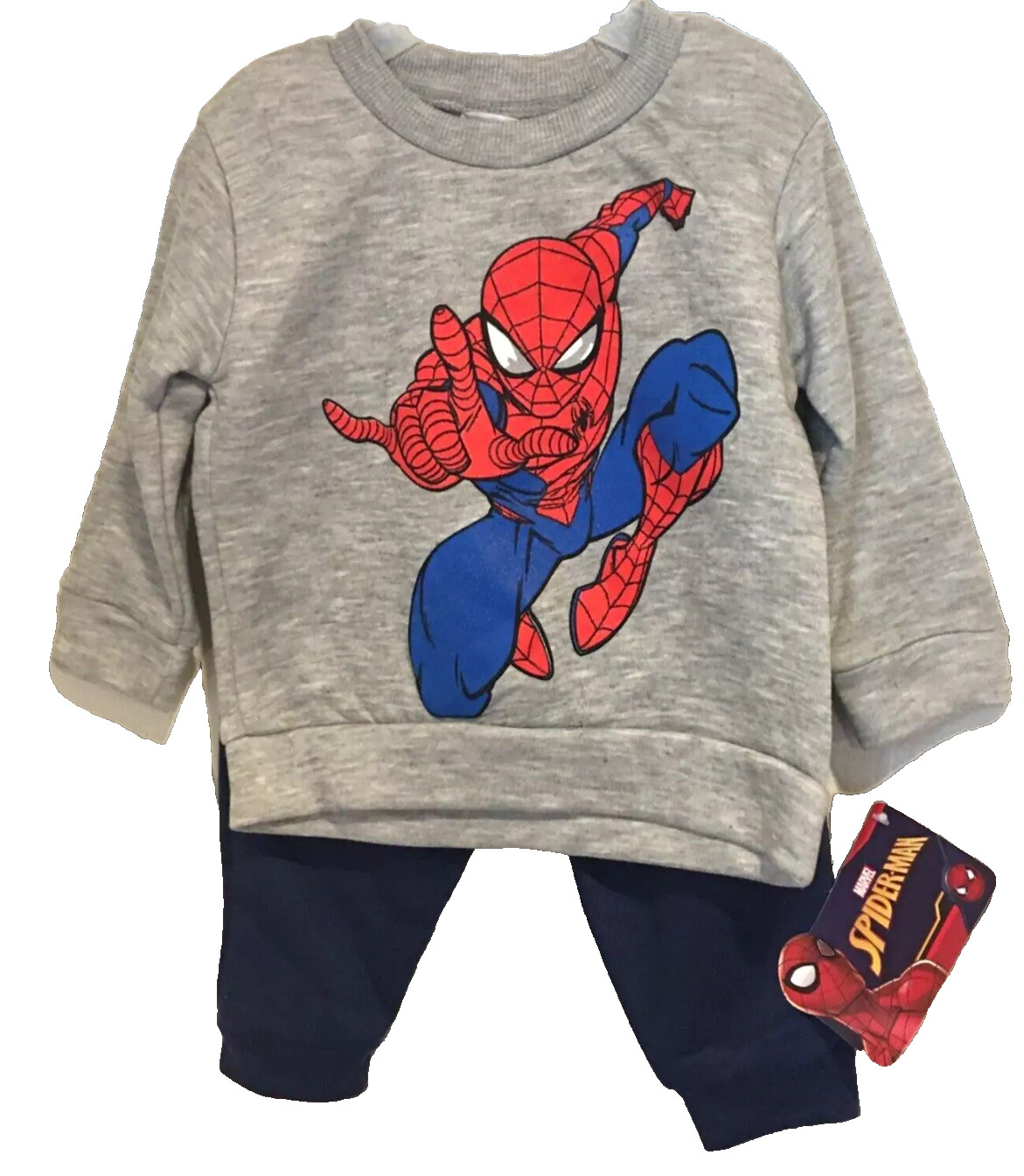 Marval Spider-Man Boys 12M Sweatshirt Set Gray Red Top Pull Up Pants