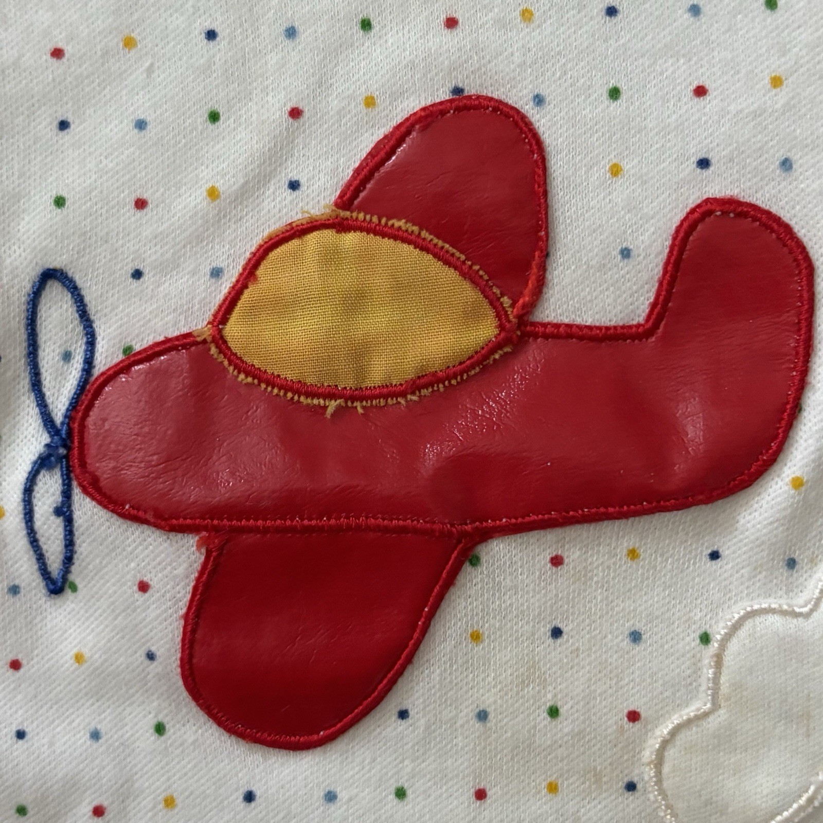 Baby Boy Outfit Vintage Newborn 2pc Airplane Cloud Polka Dots Primary Colors