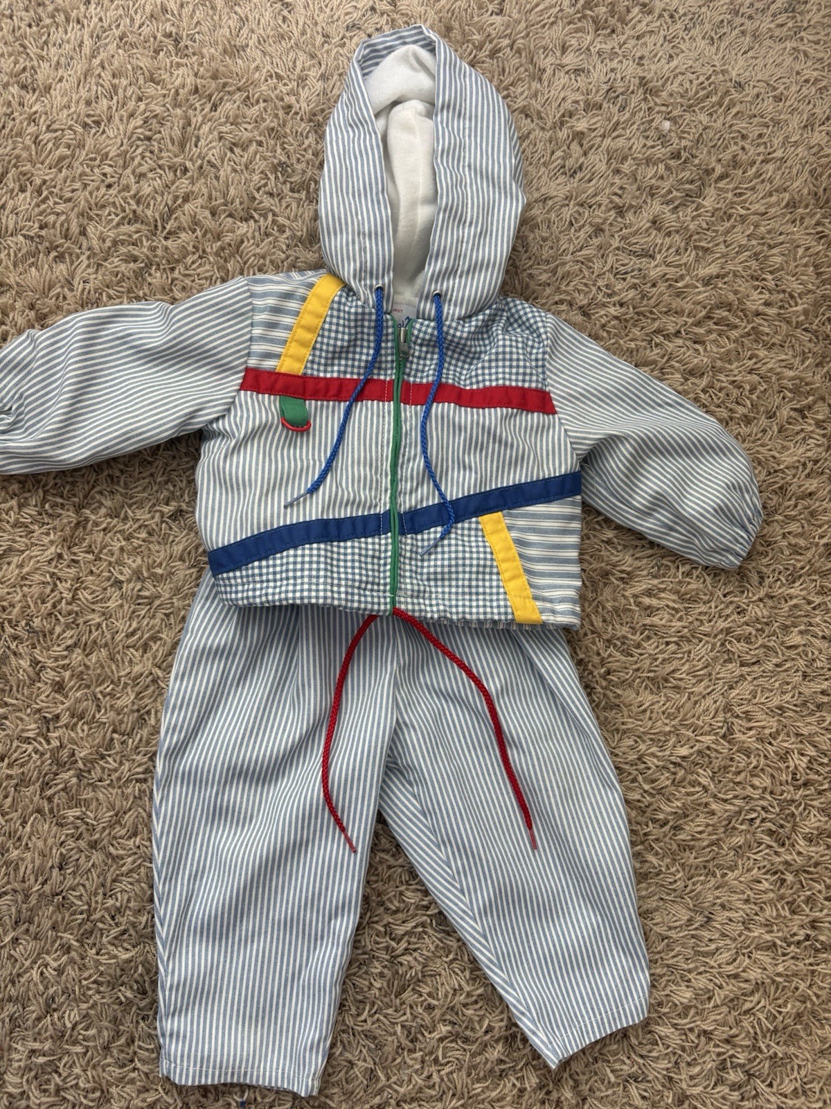 Winning Moves 12M Blue/White Striped Hooded Zip Jacket & Pants 2pc Set