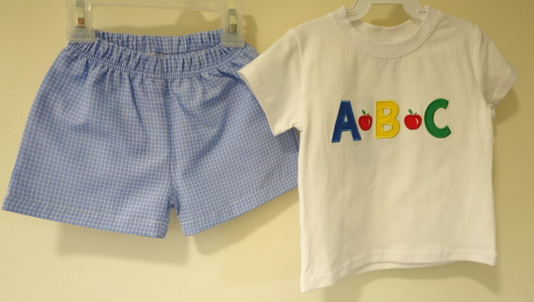 NWT Classic Whimsy ABC Applique Shirt & Shorts Outfit Boy’s Size 12 Months