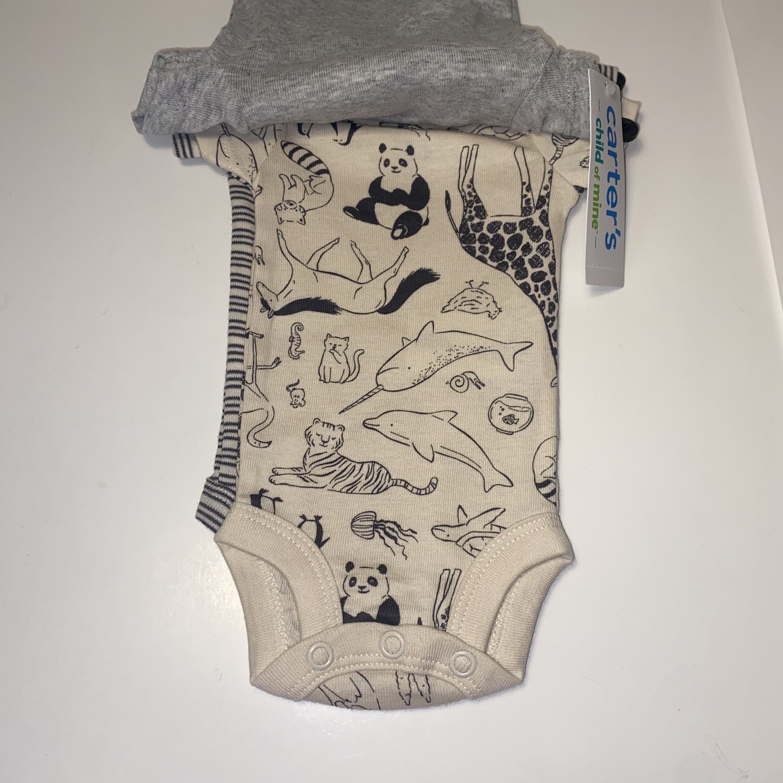 Carters Child Of Mine Baby Boy 5 Piece Set Size Preemie ZOO Bodysuits Pants NWT