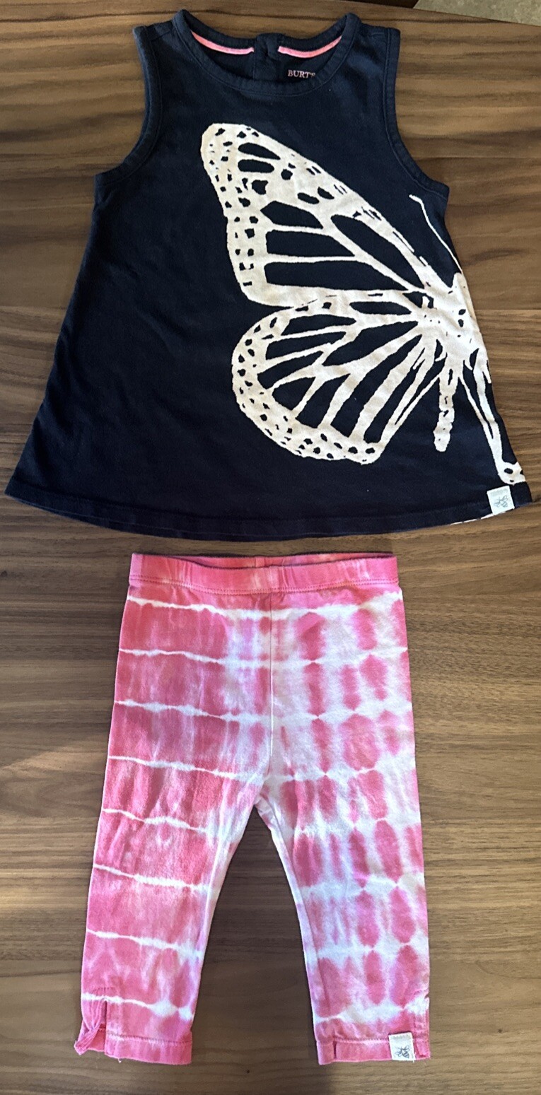 Toddler Girl’s Burt’s Bees Butterfly Tank & Pink Tie Dye Capri Leggings Set, 18M