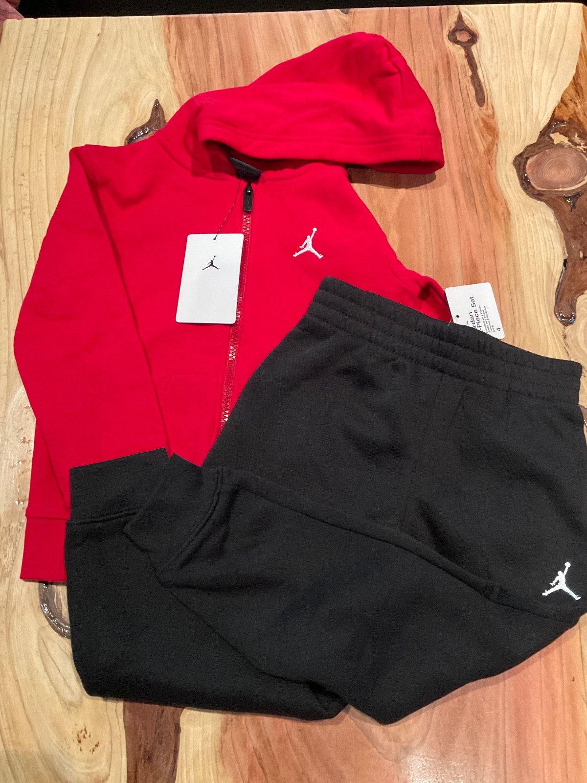NEW NIKE AIR JORDAN full zip Red HOODIE & BLACK JOGGER SWEATPANTS 12 months set
