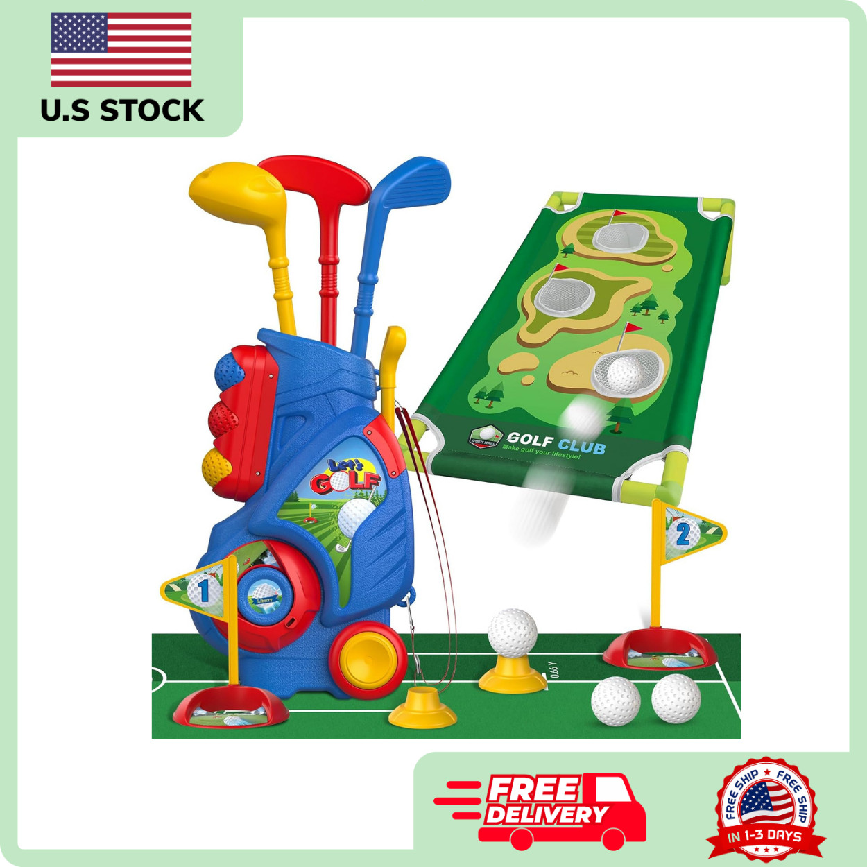Liberry Toddler Golf Set for 2 3 4 5 Years Old Boys Girls, Upgraded Kids Golf Ca