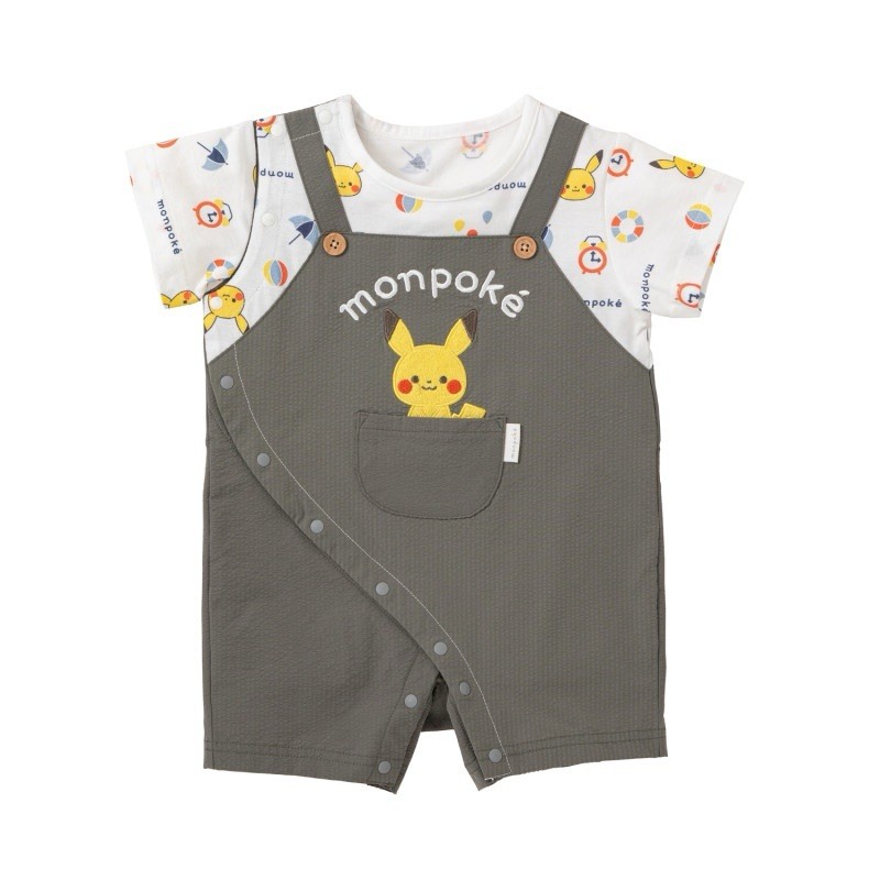Pokemon Monpoke Pikachu Baby Romper Overall Style Short Sleeve Cotton Japan