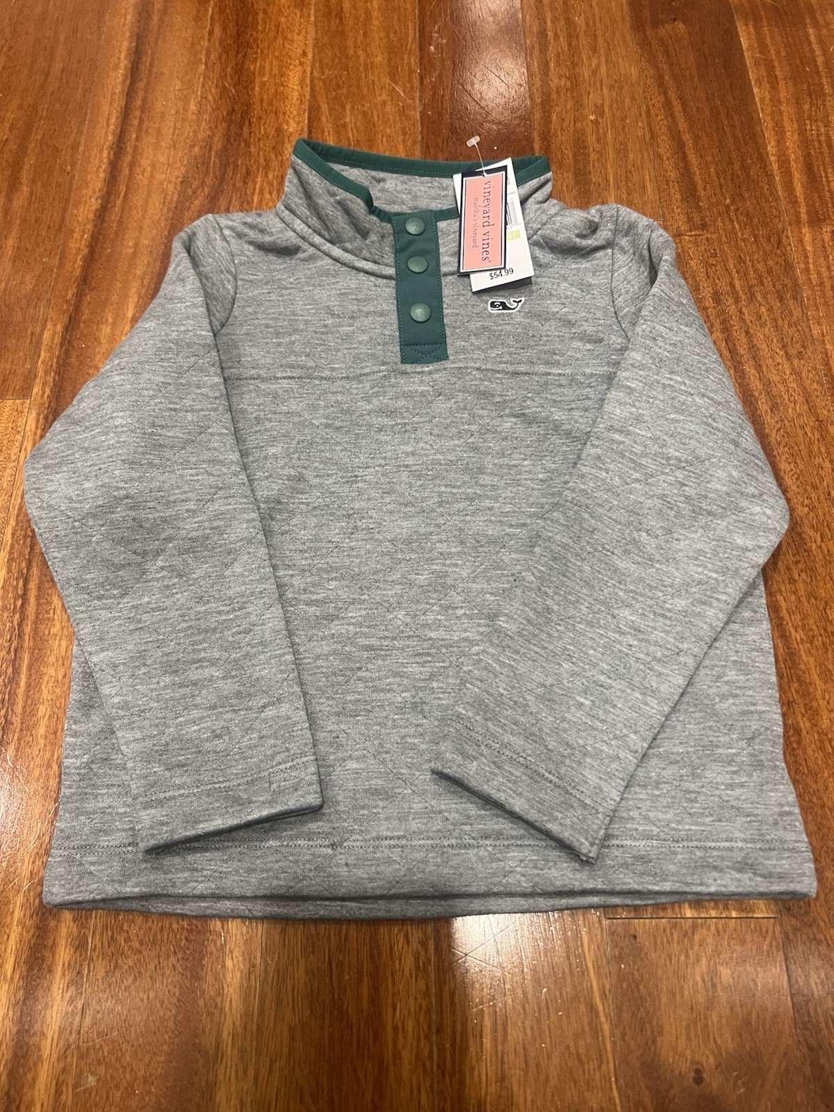 Classic Vineyard Vines Toddler Unisex 4T Gray Quilted Snap Quarter Pullover