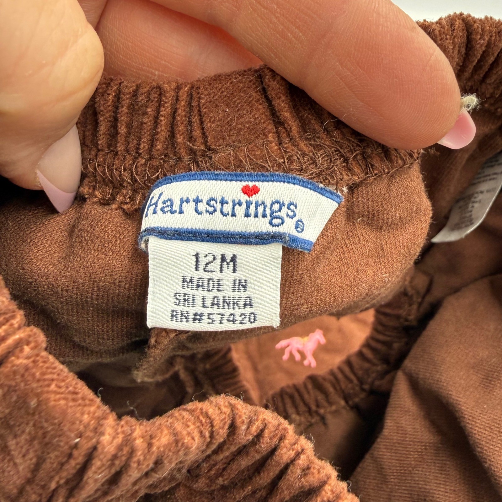 Hartstrings 12M Embroidered Horse Dress 3 Pc Set Pink Brown Baby Girl Outfit