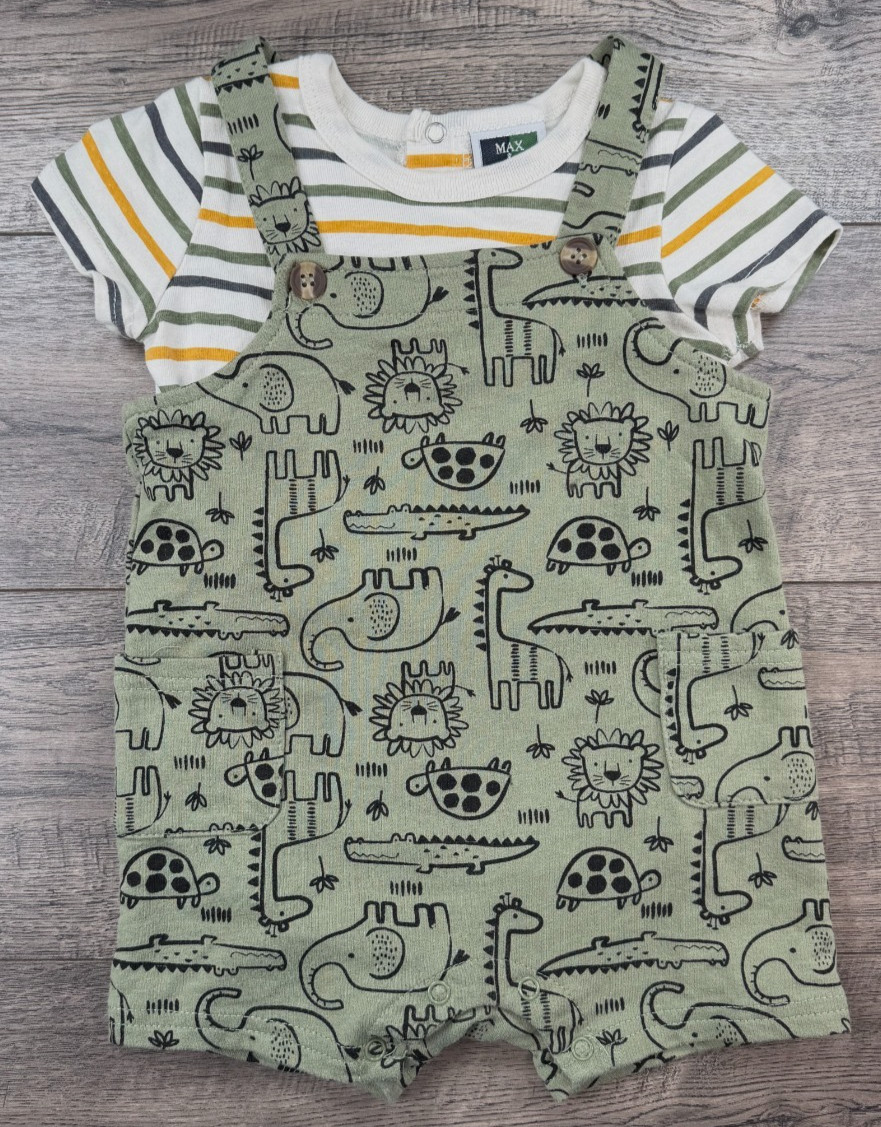 Baby Boy Clothes Max & Marcus 24 Month 2pc Safari Zoo Animals Shortalls Outfit
