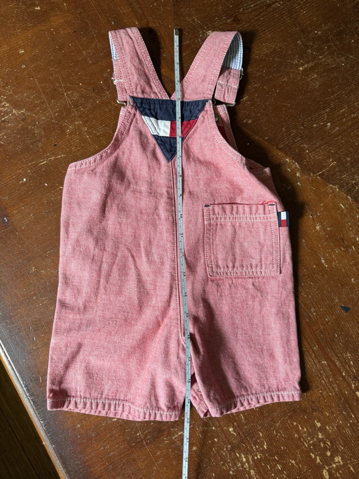 VTG 2001 Tommy Hilfiger Boys 12-18 Mos Toddler Red Pickup Truck Overall Shorts