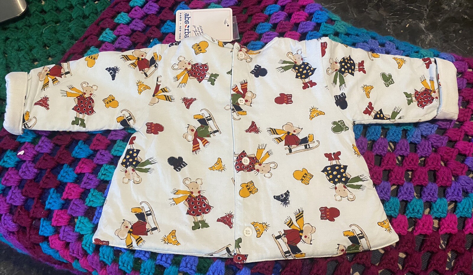 ABSORBA Baby Girls size 9 Months Mice In Winter Top NWT