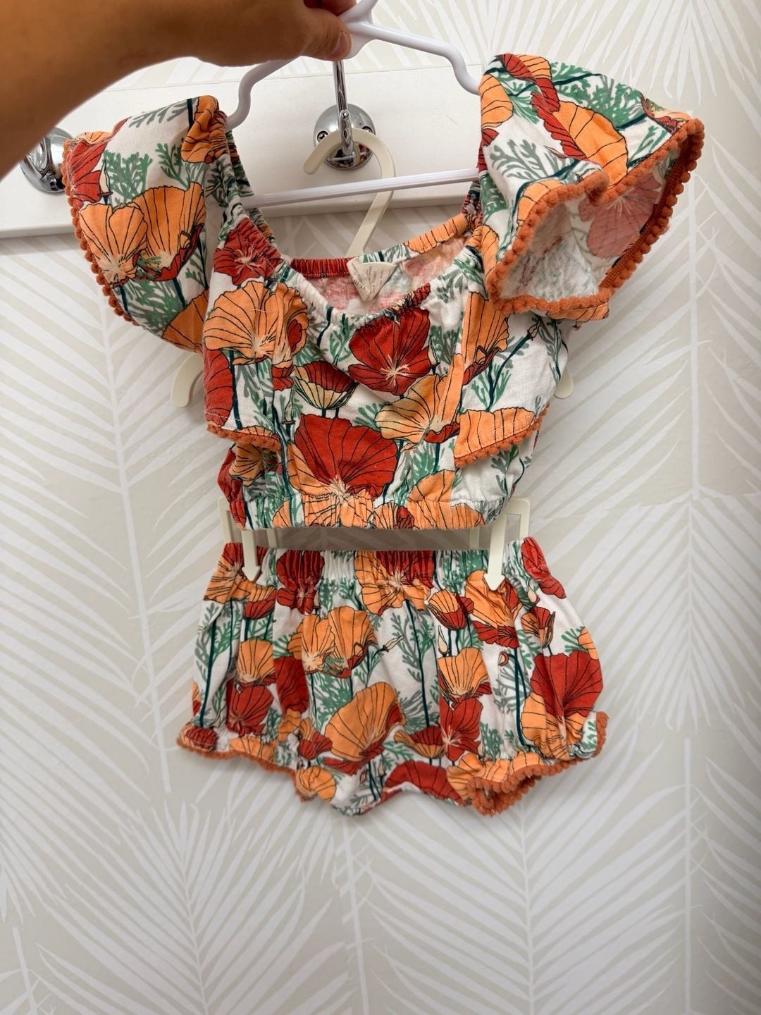Kate Quinn Poppy Print Ruffle Crop Top and Bloomer Set 12/18m
