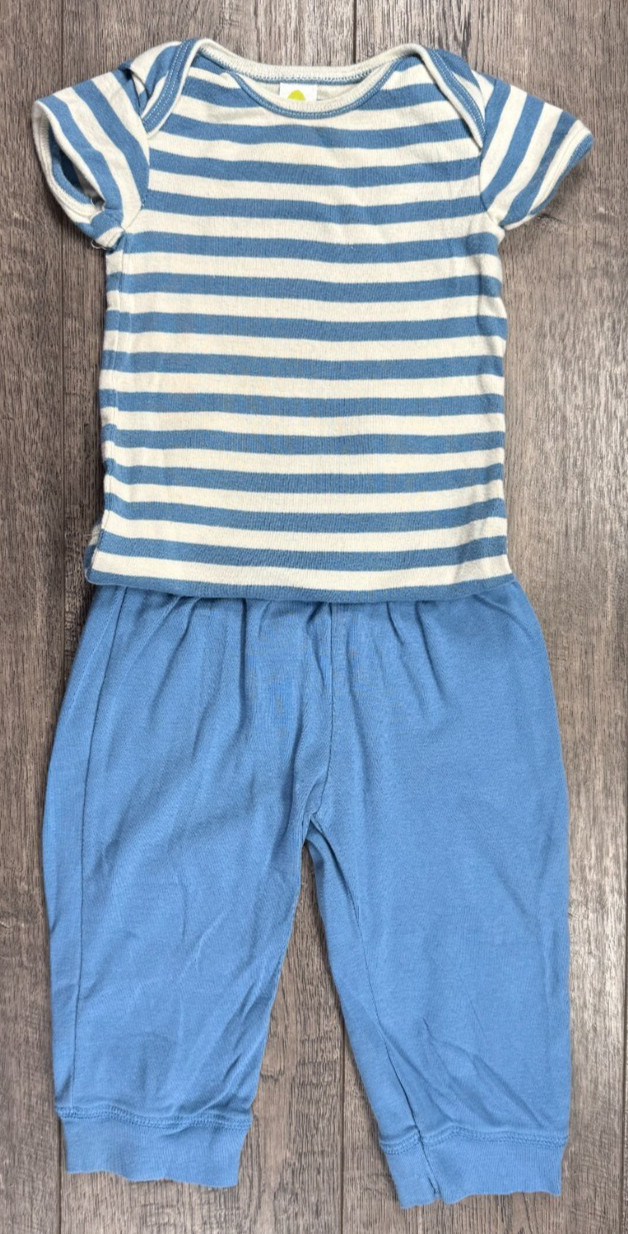 Baby Boy Clothes Stem 9 Month 2pc Blue Striped Outfit