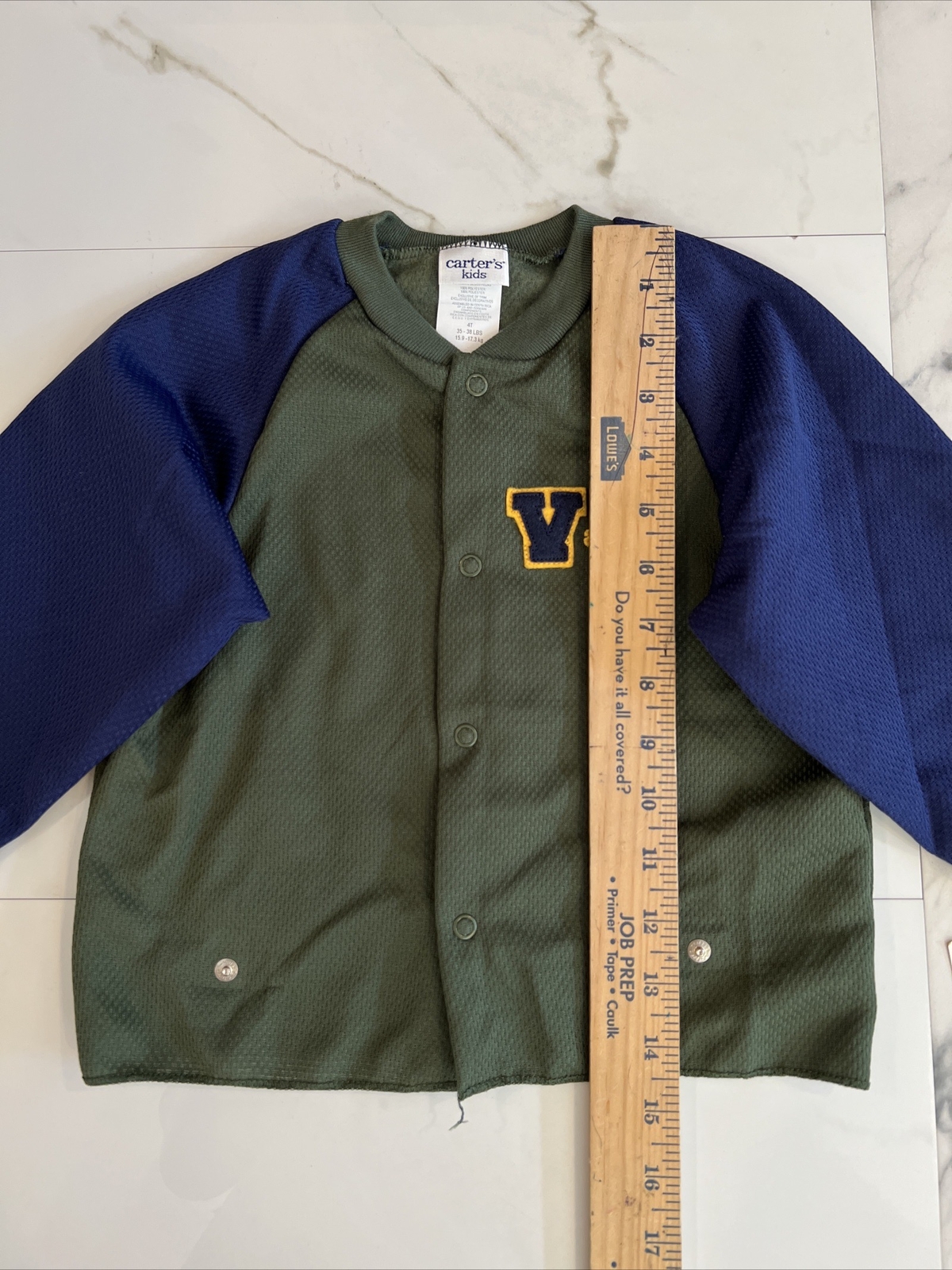 NWT Carter`s Toddler 4T Green & Blue Varsity Jacket