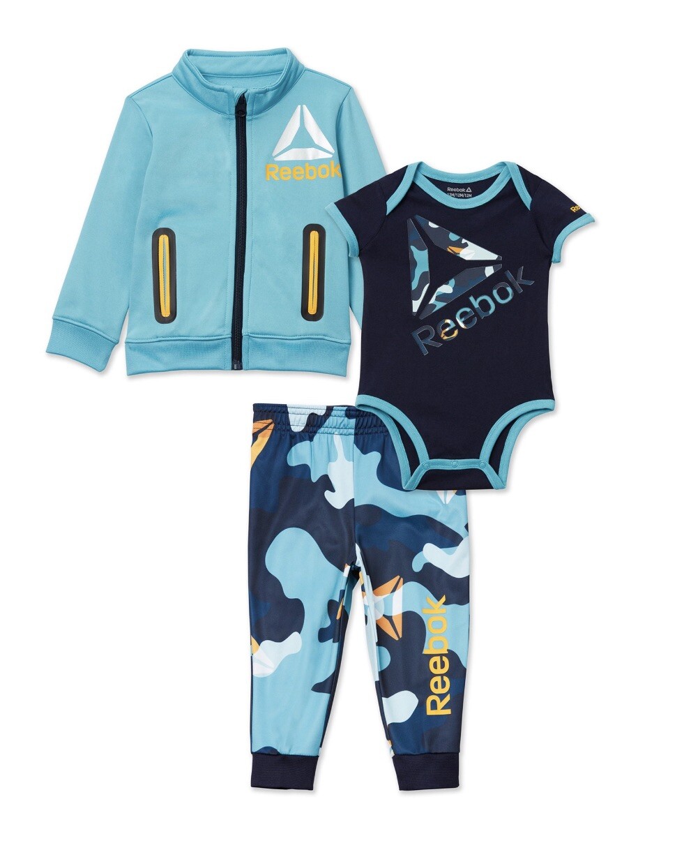 NEW REEBOK Boys Toddler Jacket Bodysuit Joggers 3 pc Set 12 MO
