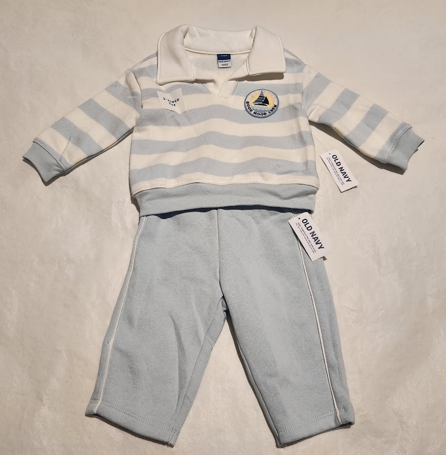 NWT Old Navy Sailboat Nautical Top Pants Outfit 2PC Set 3-6 Months Baby Boy