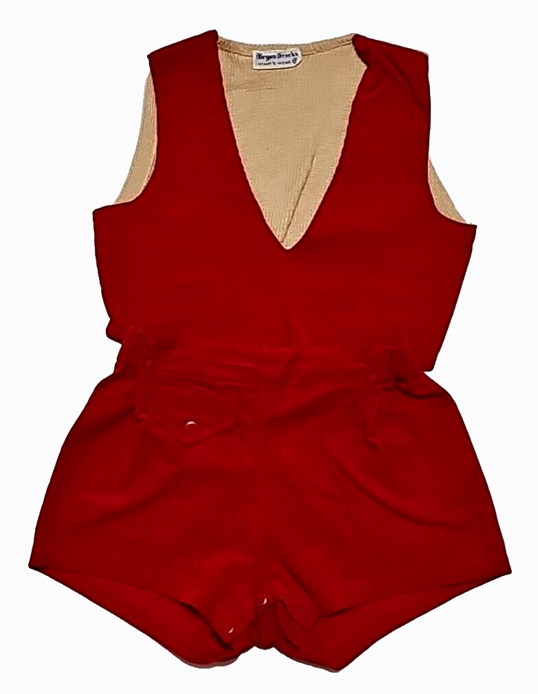 Vtg. Bryan ?rocks Infant’s Wear Red Corduroy 2 Piece Outfit Baby Clothes
