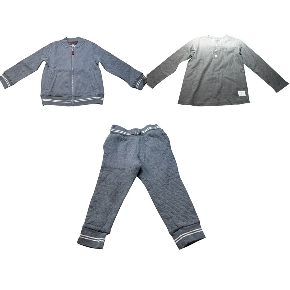OshKosh B’gosh Gray Size 3T Comfy Athletic Set Zip-up jacket, shirt & Joggers
