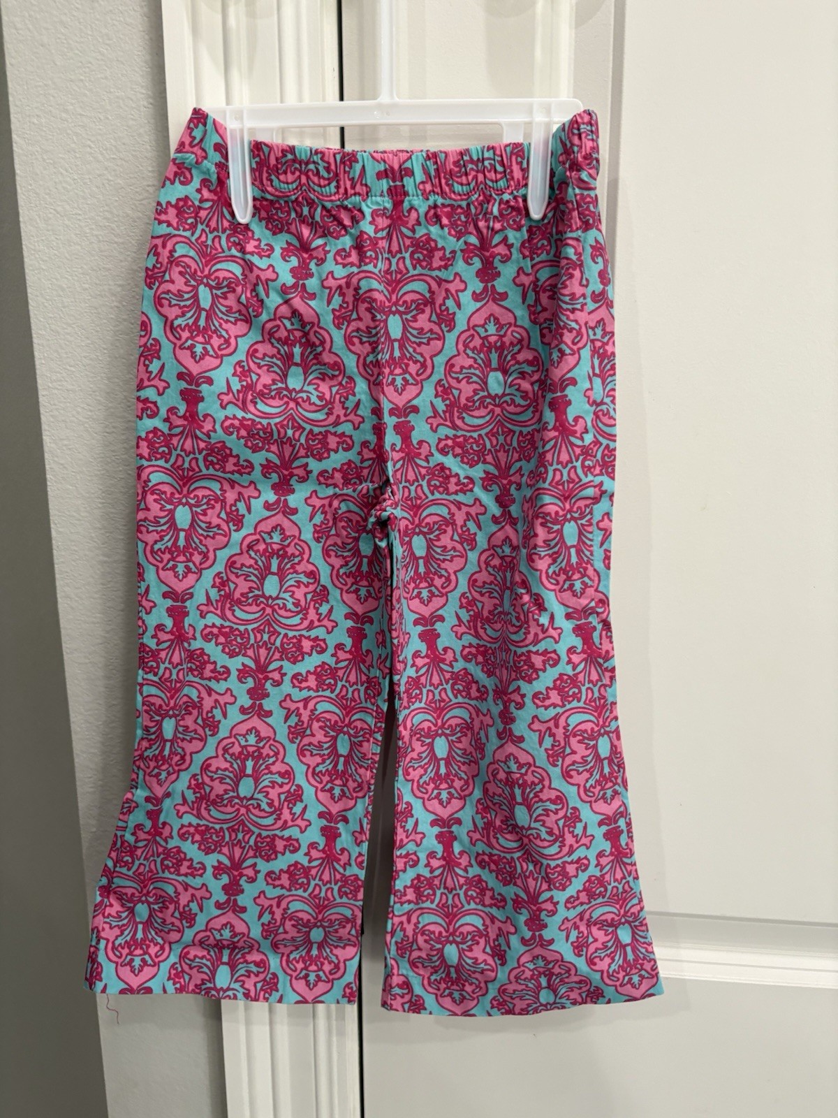 TRUE Hot Pink Poncho & Pink/Blue Paisley Flare Pants Size 2T 100% Cotton GUC